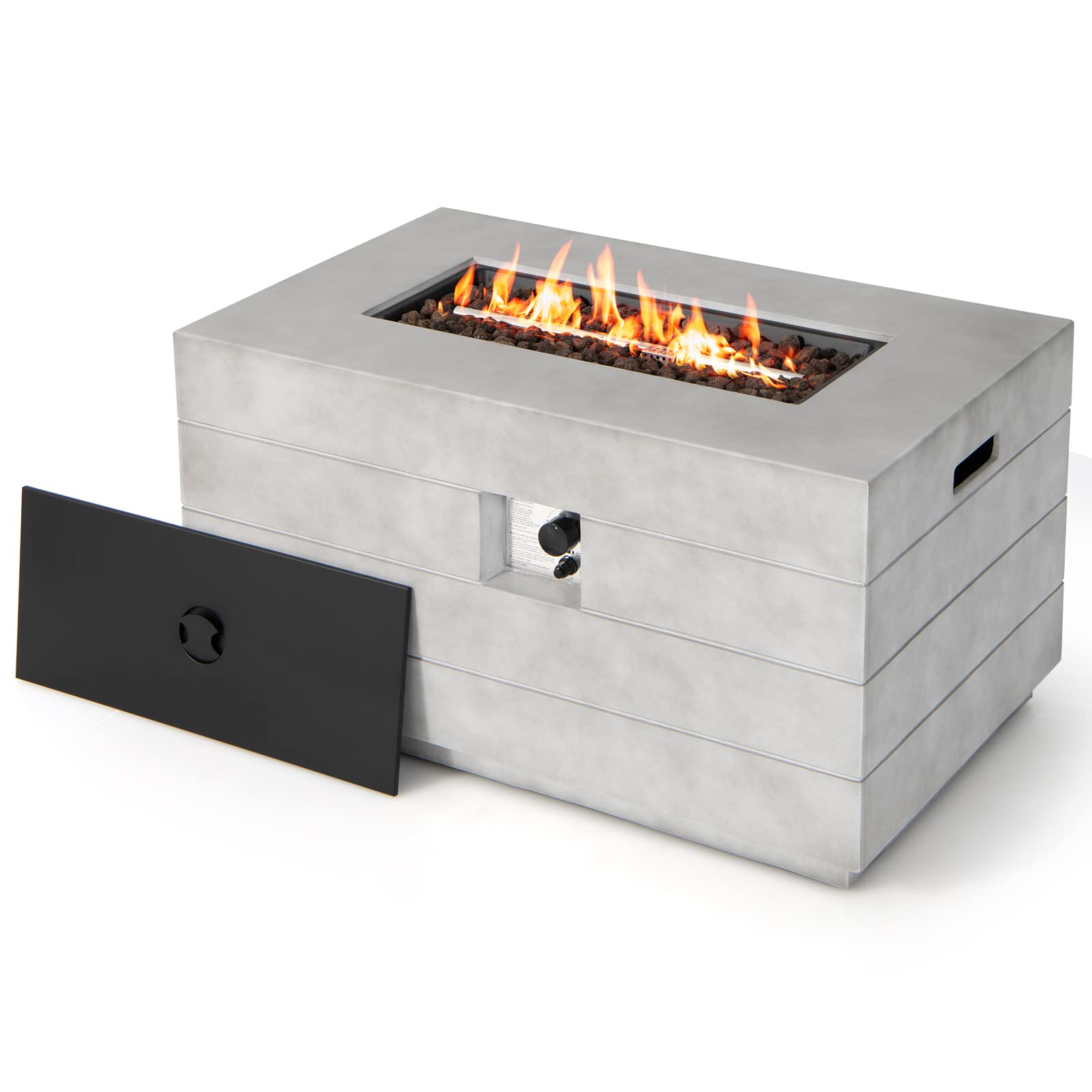 Outside Fire Pit Table - 50,000 BTU Outdoor Rectangular Propane Fire Table