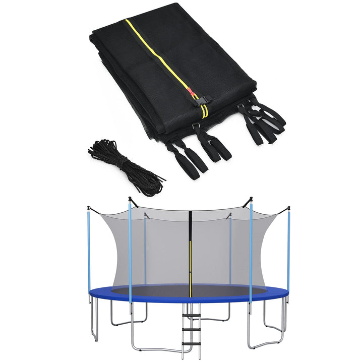 Trampoline Safety Net w/Adjustable Straps, 8 10 12 14 15 16Ft Weather-Resistant Replacement Enclosure Net