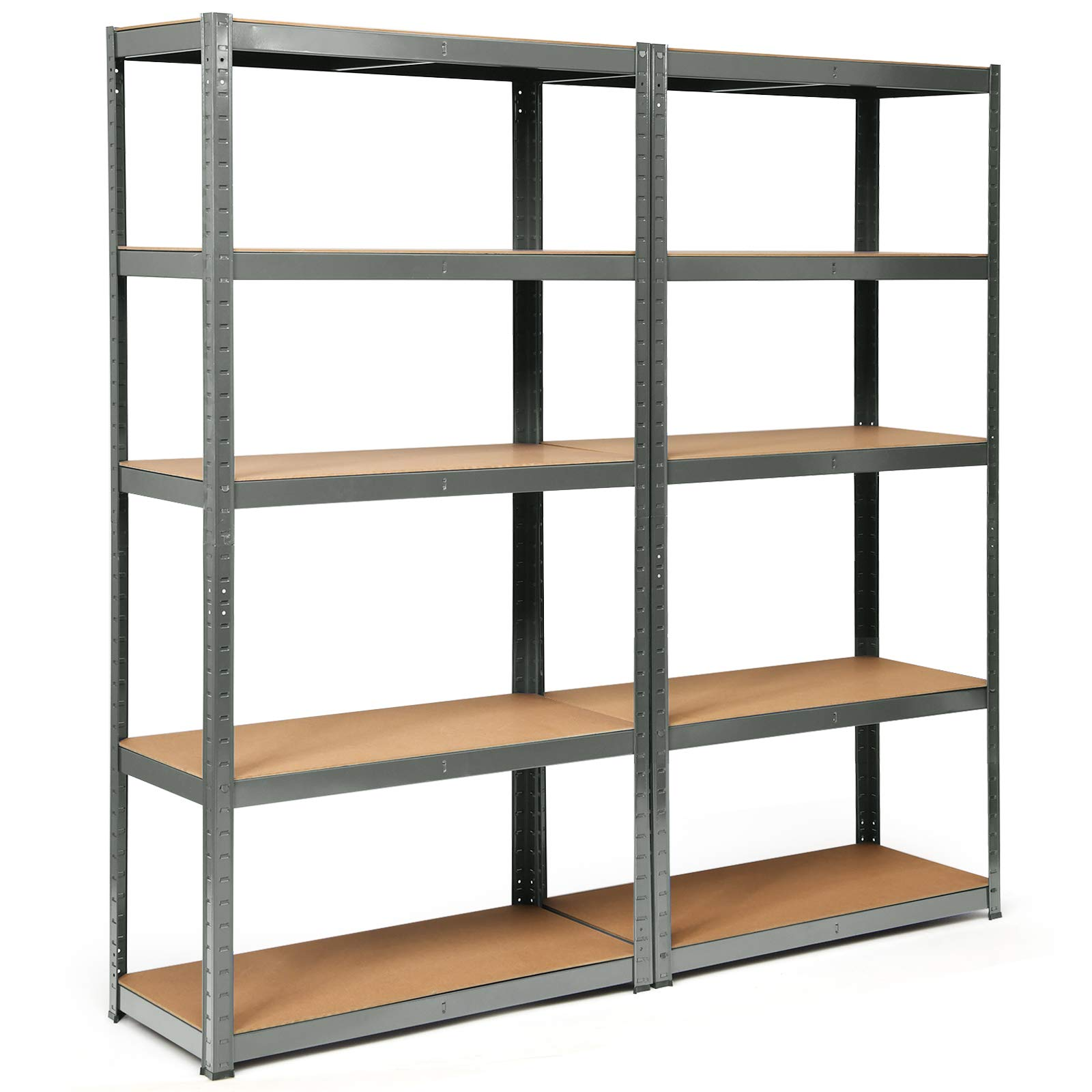Giantex 2 Pieces Shelving Rack Storage Shelf Steel Garage Utility Rack 5-Shelf Adjustable Shelves