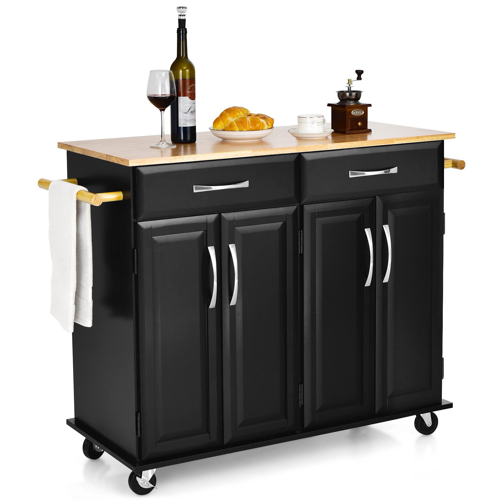 Giantex Mobile Kitchen Islands, Large Kitchen Cart with 2 Drawers