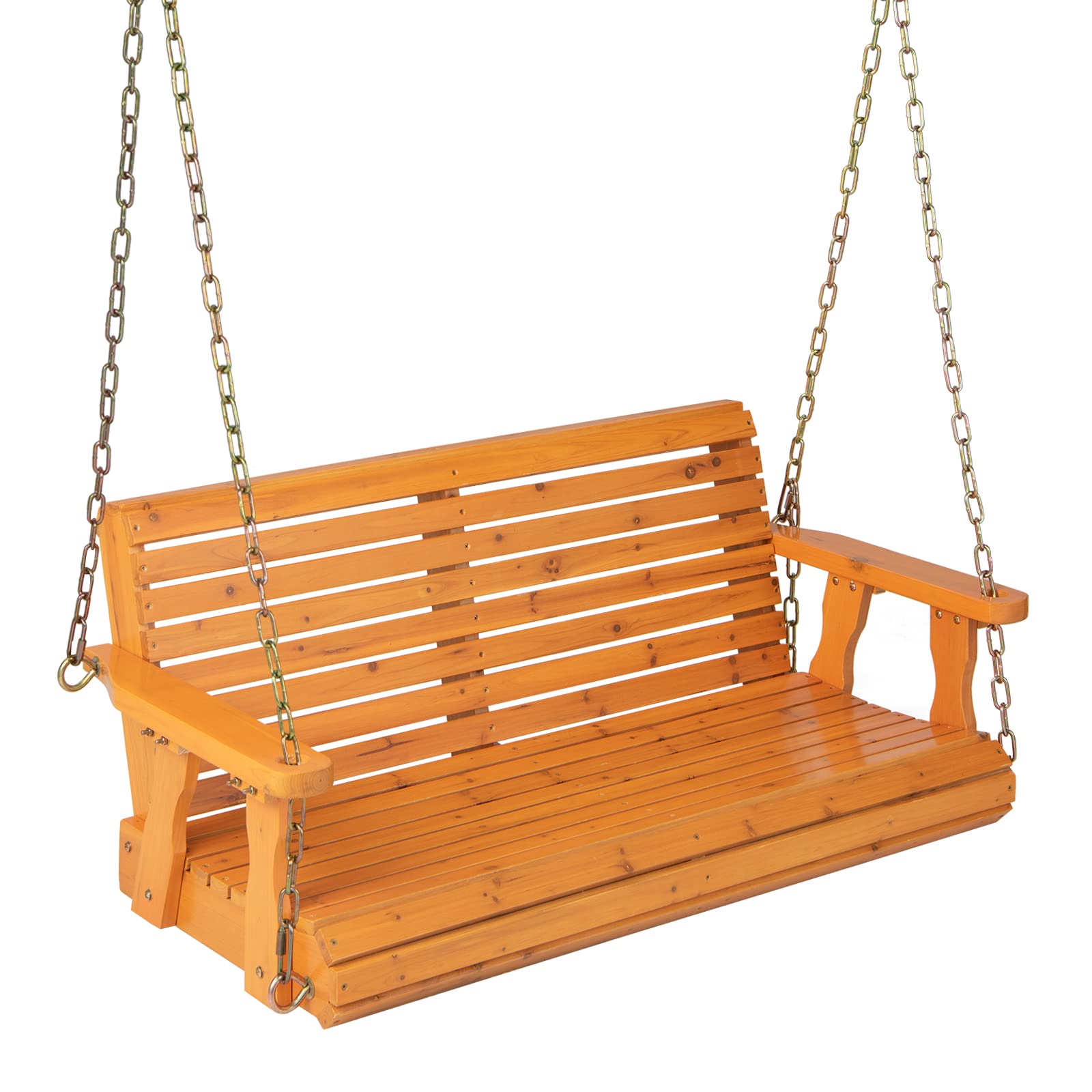 Giantex Wooden Porch Swing 2 Seat - Outdoor Swinging Chairs