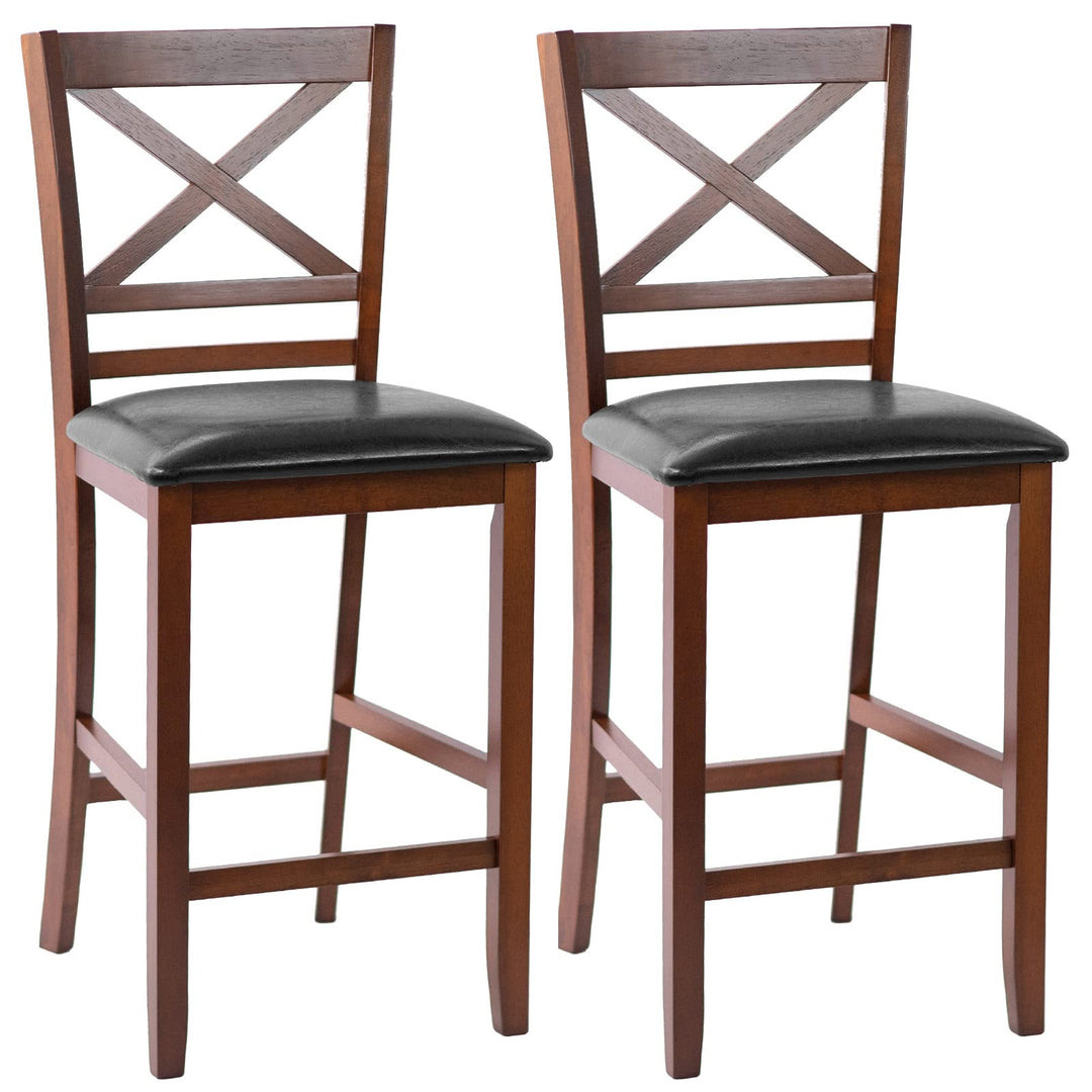Giantex Modern 25” Counter Height Dining Pub Stools with X-Shaped Backrest, Soft Cushion & Durable PU Seat