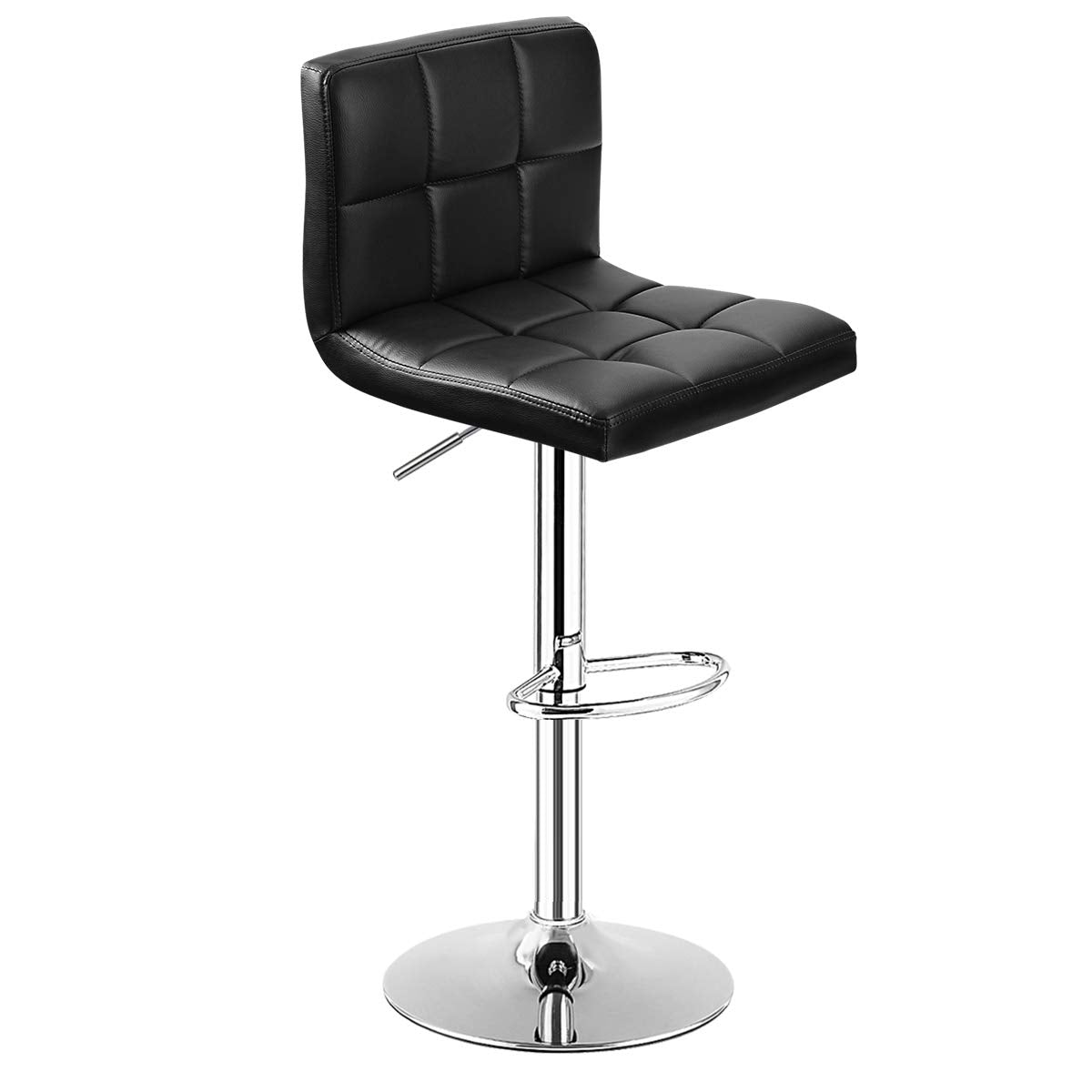 Giantex Bar Stool, Modern Swivel Adjustable Armless Barstools, Square Counter Height PU Leather Bar Stools