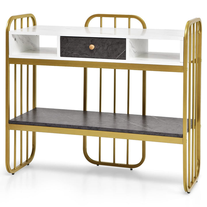 Giantex Console Table for Entryway, Sofa Table with Drawer, Storage Shelf, Metal Frame(Gold)
