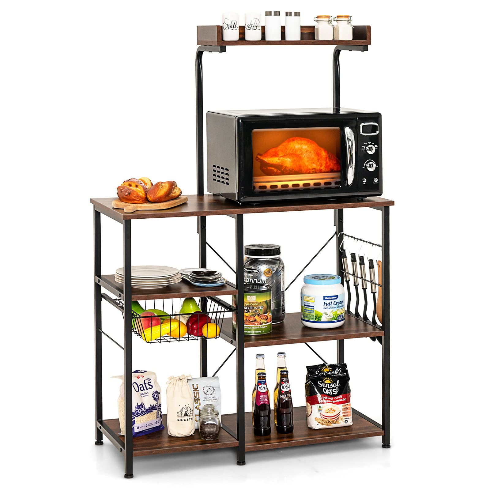 Giantex Kitchen Baker Rack, 4-Tier Microwave Storage Stand, Utility Storage