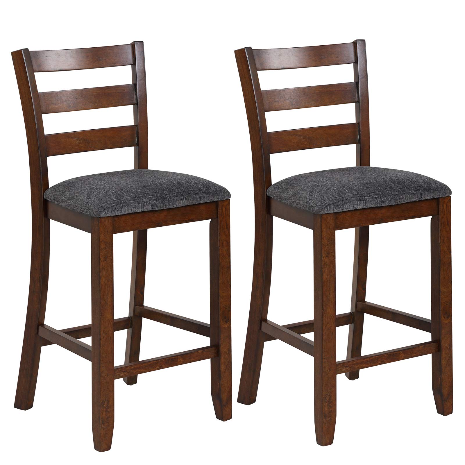 Upholstered Bar Stools with Solid Rubber Wood Frame, Foam-Padded Cushion