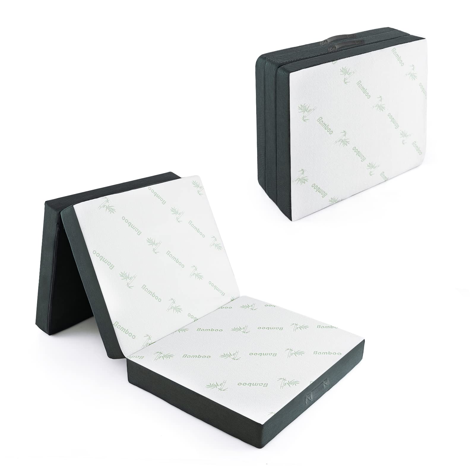 Giantex 4-Inch Tri Folding Mattress, Foam Mattress Topper with Bamboo Fiber Cover (Cot)