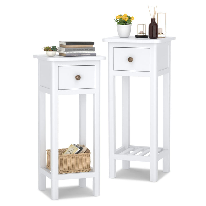 Small End Table | Wooden Slim Side Table for Small Space