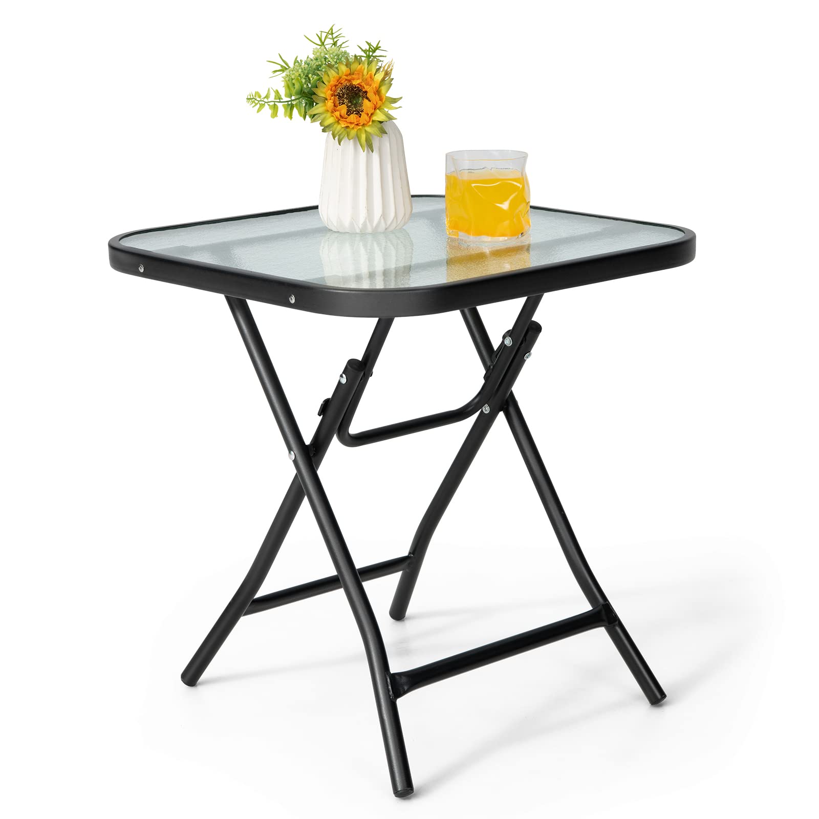 Giantex Folding Side Table, Square Small Patio Table