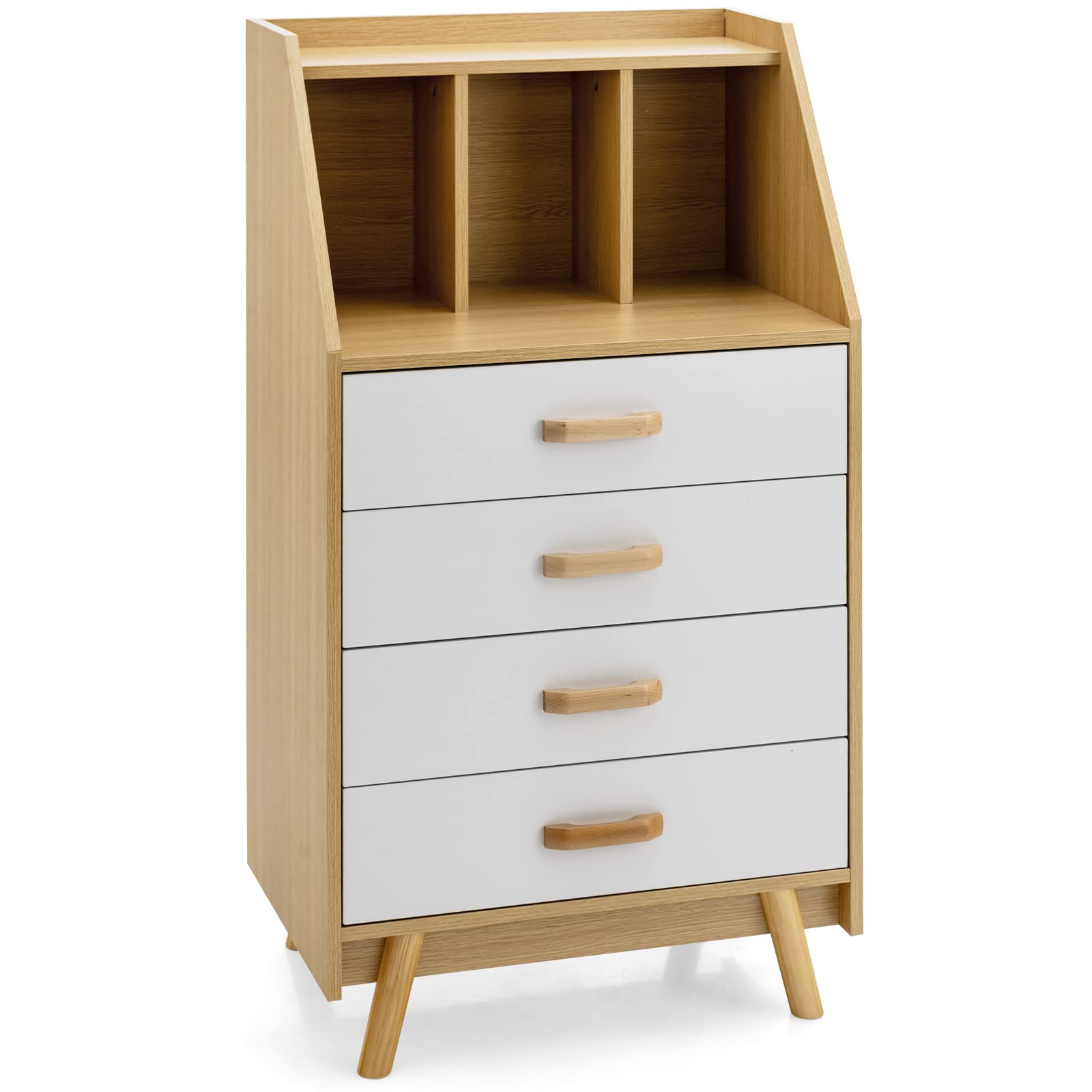 Giantex 4-Drawer Dresser Storage Cabinet - Freestanding Chest of Drawers with Countertop