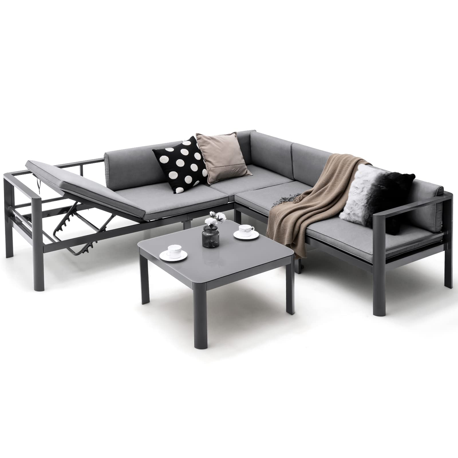 Giantex 3 Pieces Aluminum Patio Furniture Set