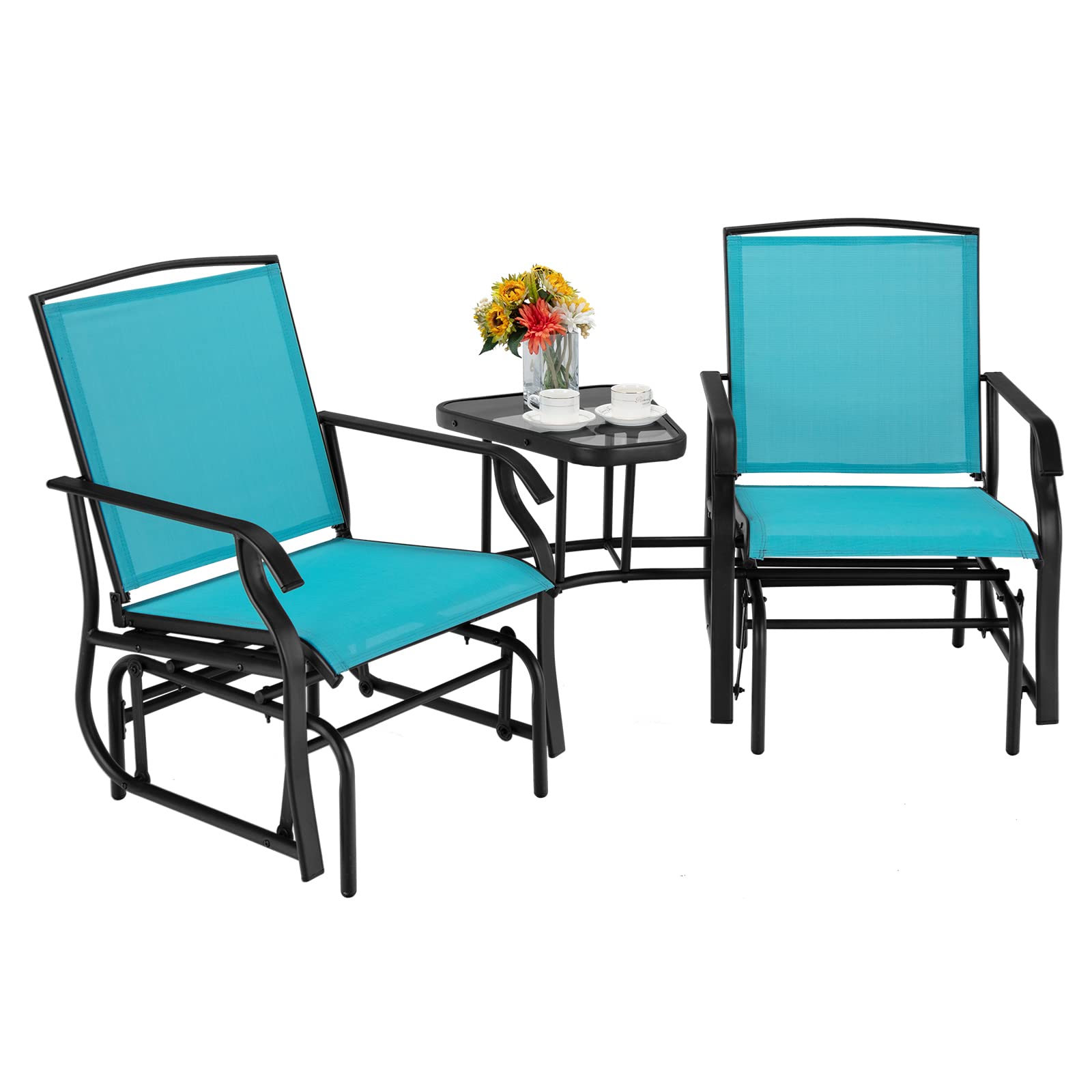 Giantex Outdoor Glider Chairs with Table & Umbrella Hole