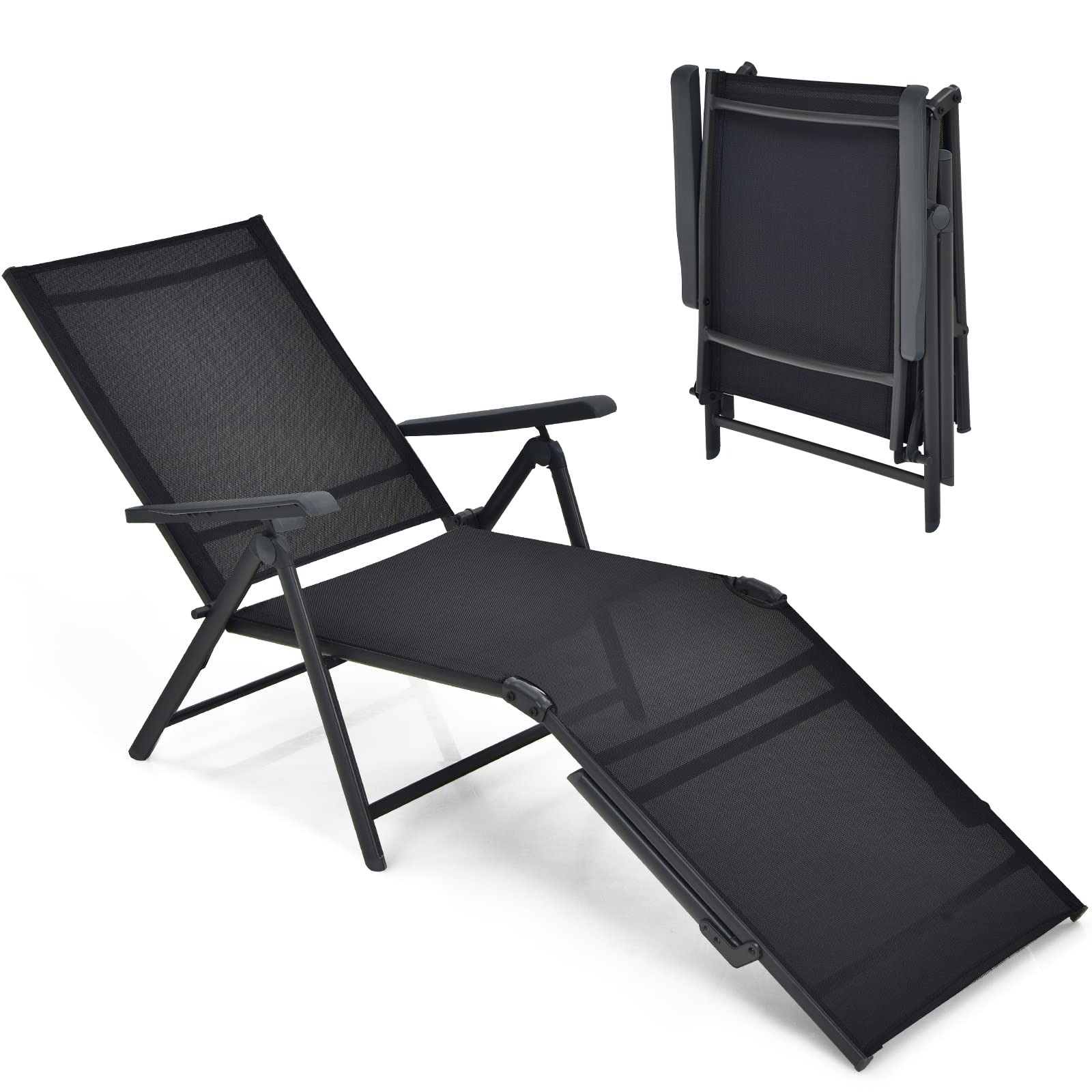 Outdoor Sunbathing Chair W/ 5-Position Backrest | Patio Lounge Chair