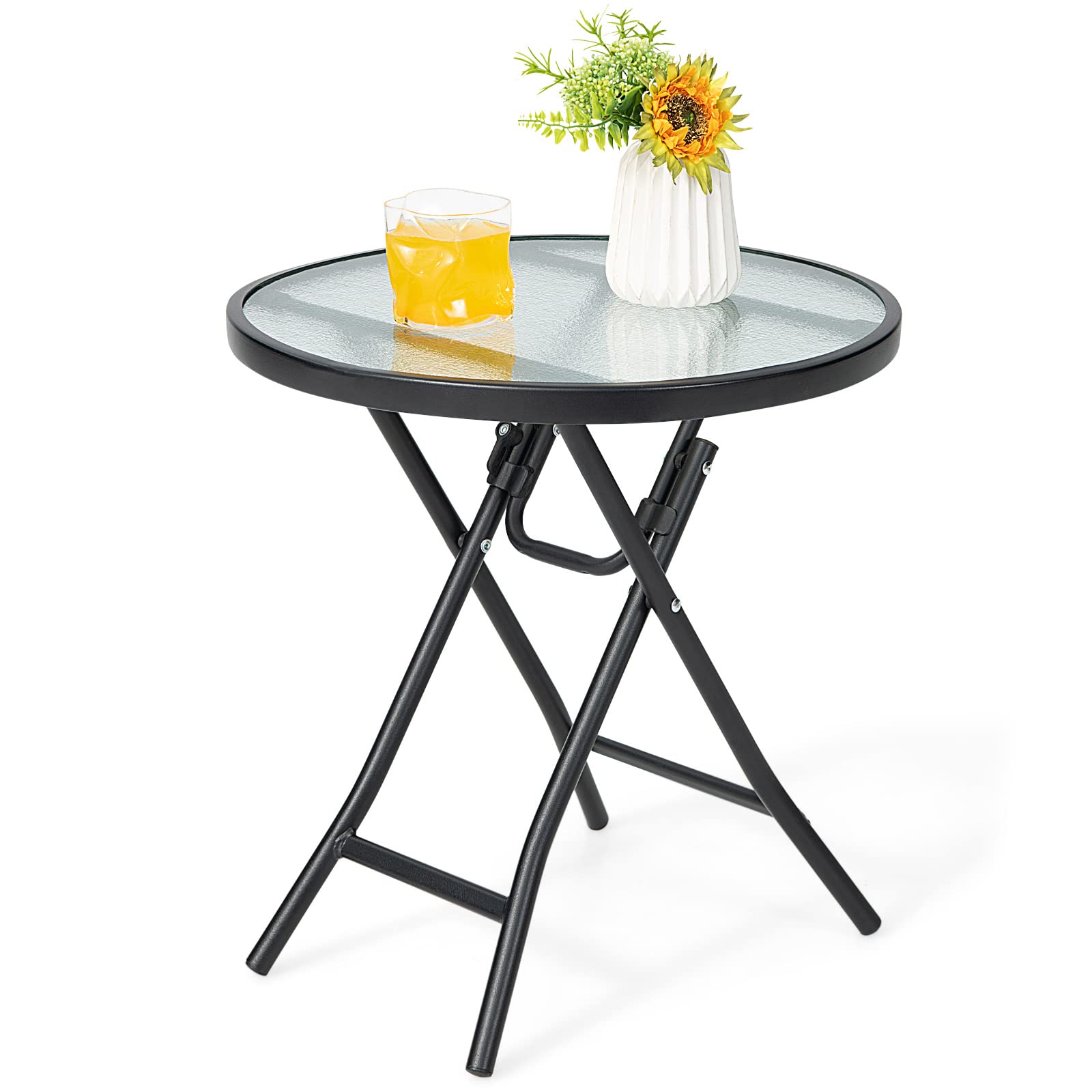 Giantex Folding Side Table, Square Small Patio Table