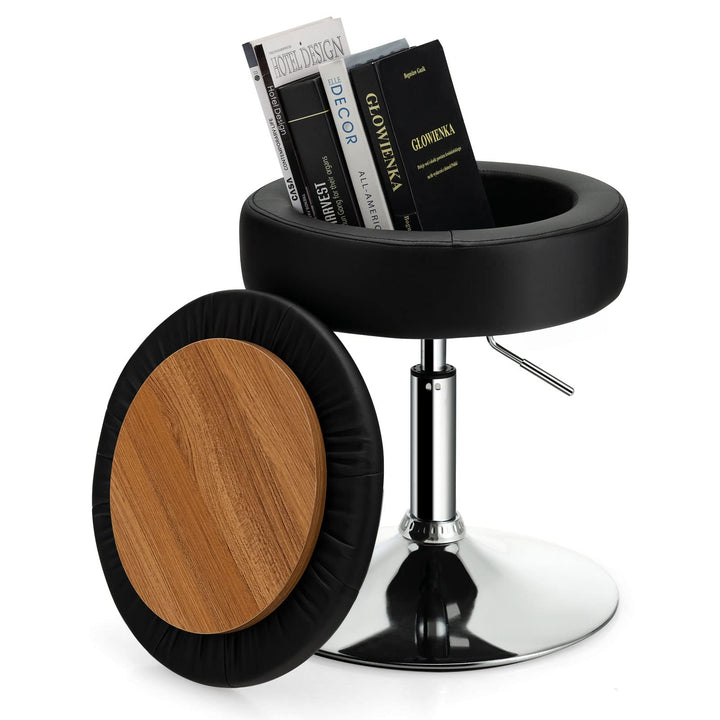 Giantex Adjustable Swivel Vanity Stool - 360° Swivel 20’’-26’’ Height Adjustable Tufted Round Storage Ottoman