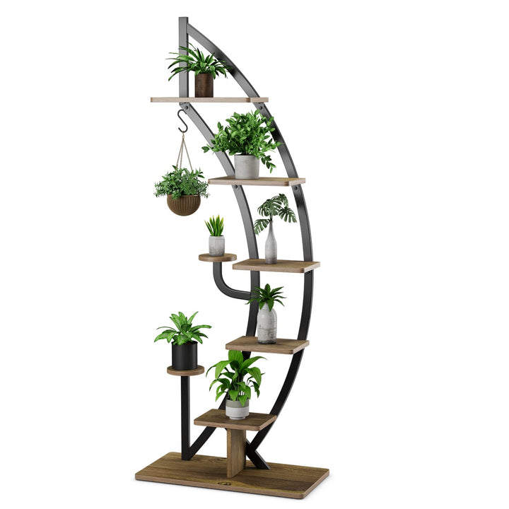 Giantex 6 Tier Metal Plant Stand Indoor, 61" Half Moon Plant Shelf