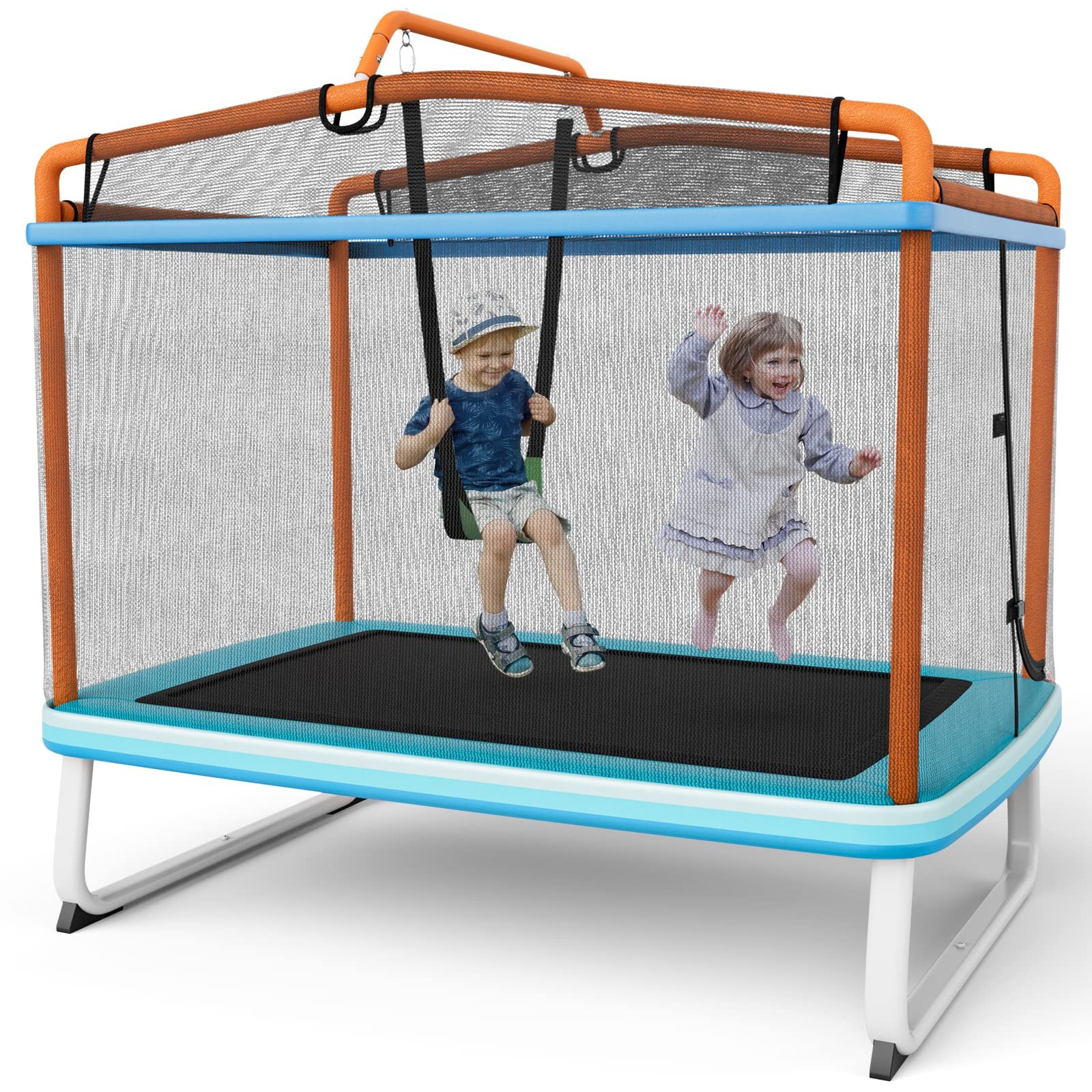 Giantex 6Ft Kids Trampoline with Swing and Horizontal Bar