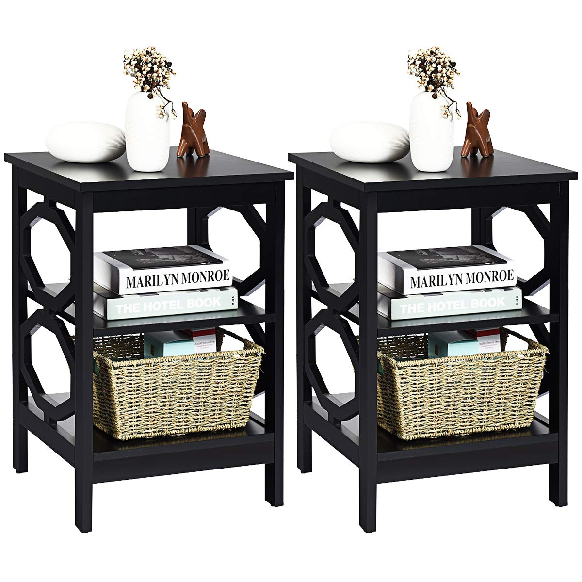 Giantex Nightstand 3-Tier End Table Multifunctional