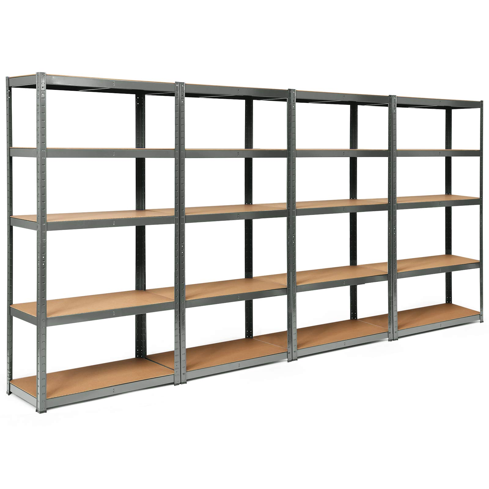 Giantex 2 Pieces Shelving Rack Storage Shelf Steel Garage Utility Rack 5-Shelf Adjustable Shelves