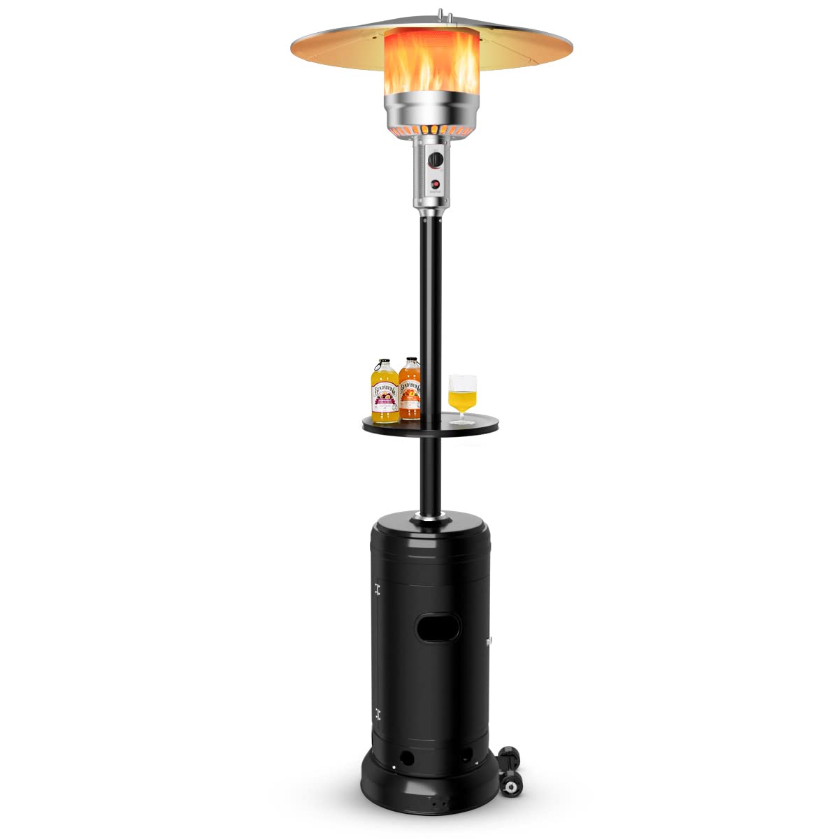 Giantex 48000 BTU Outdoor Propane Heater, Patio Heater with Height Adjustable Shelf Tabletop & Wheels