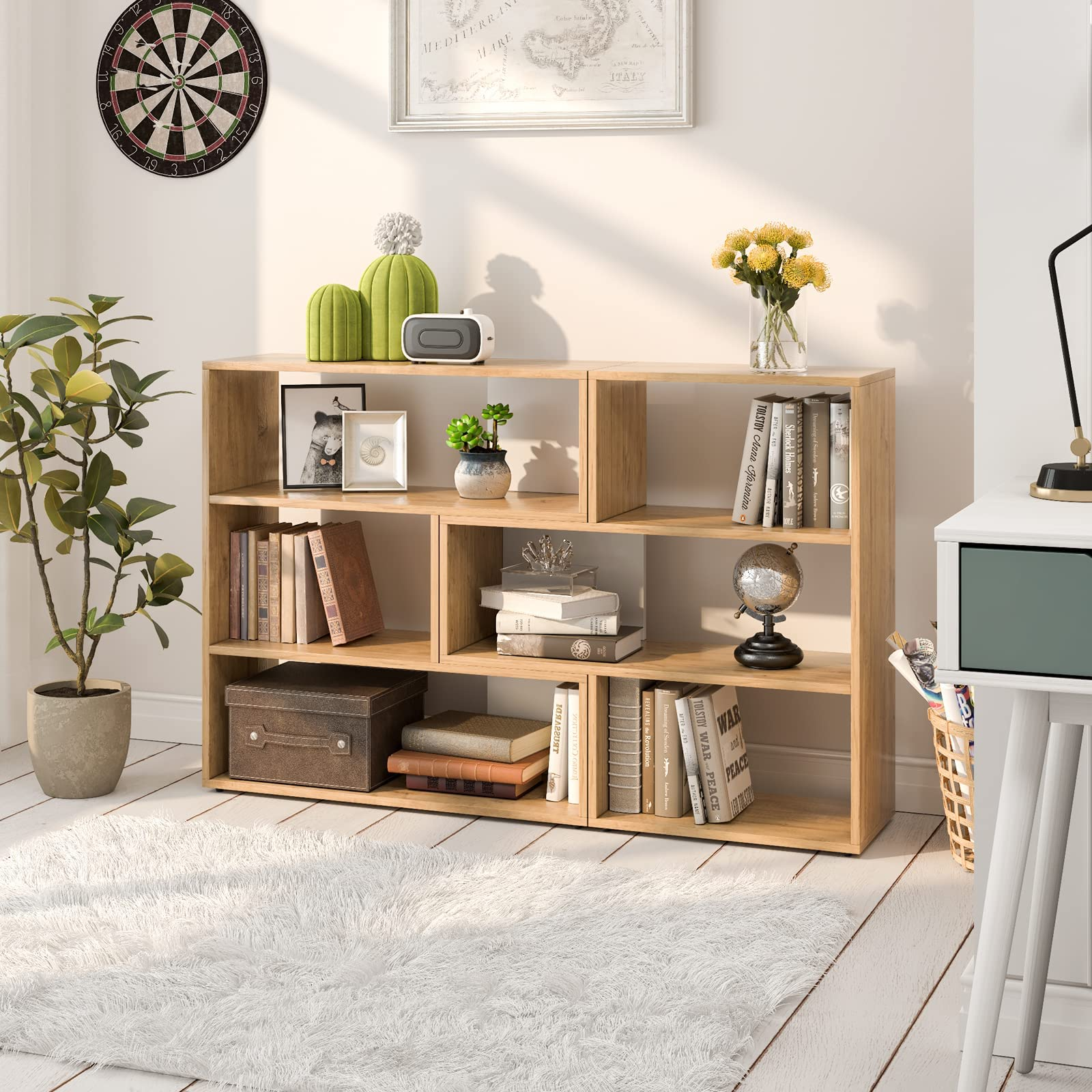 Giantex Open Shelf Bookcase, Separable Cube Bookshelf TV Stand w/ 6 Grids