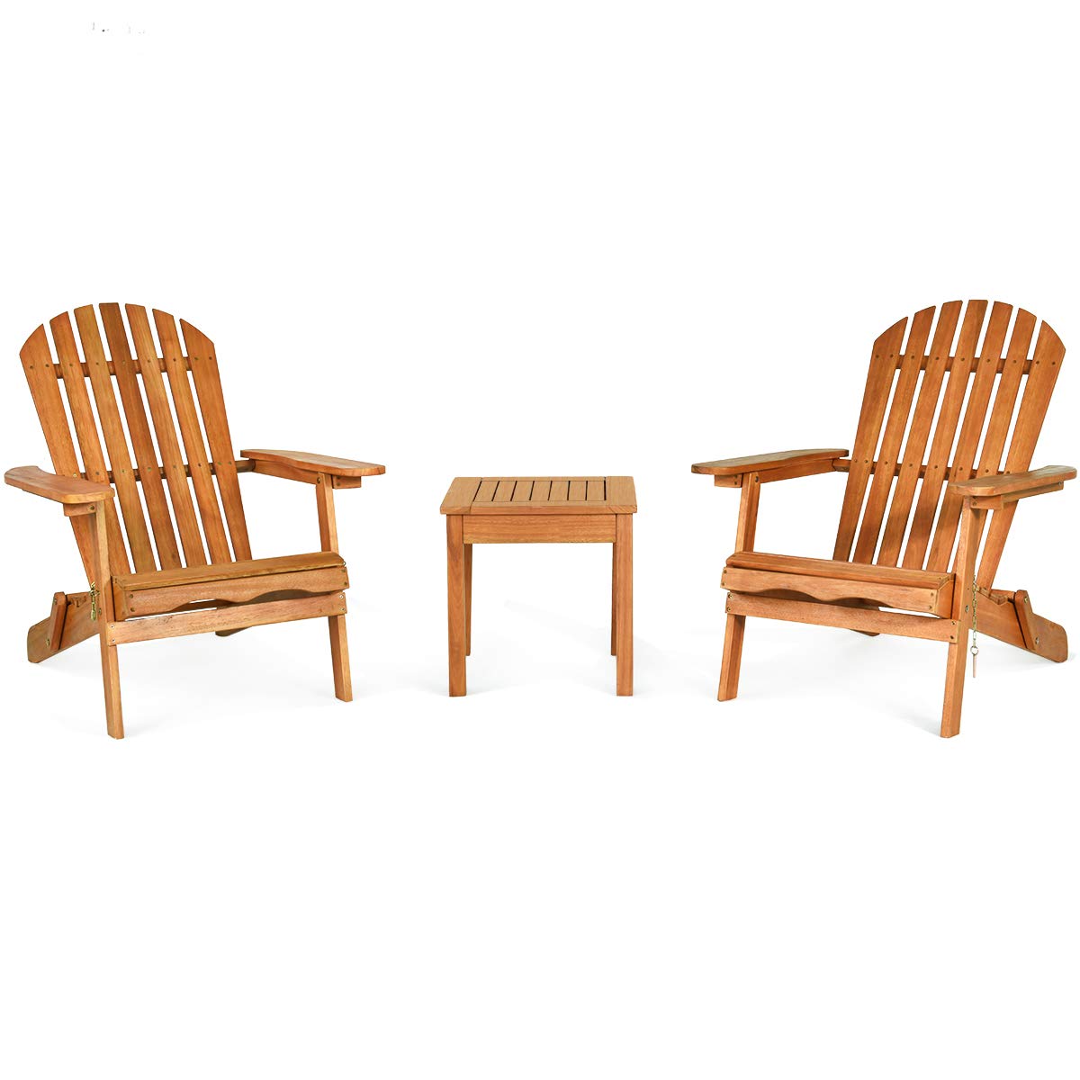 Giantex Adirondack Chair Set 3-Piece Foldable Wooden Chairs Set