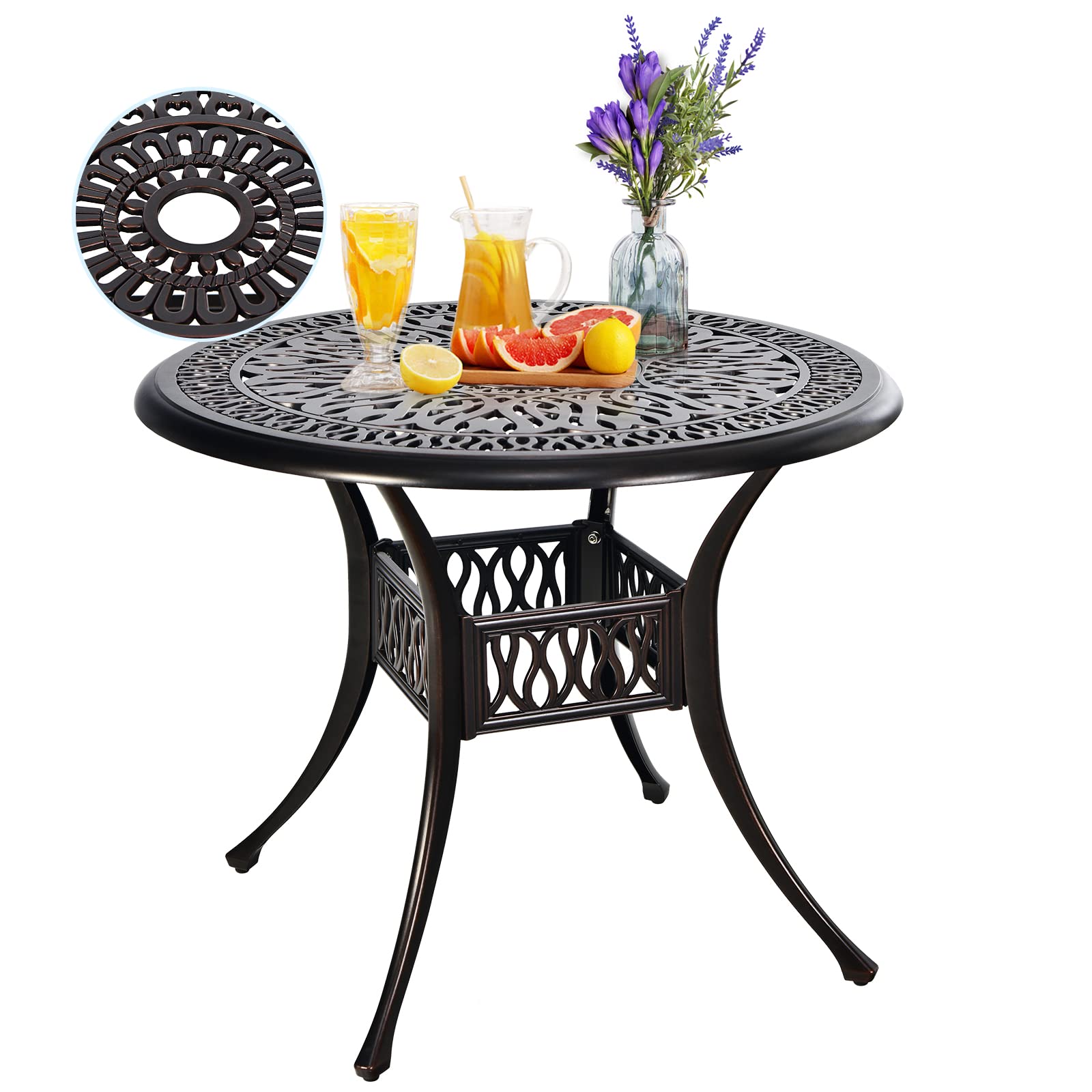 Giantex Bistro Table, Cast Aluminum Round Dining Table