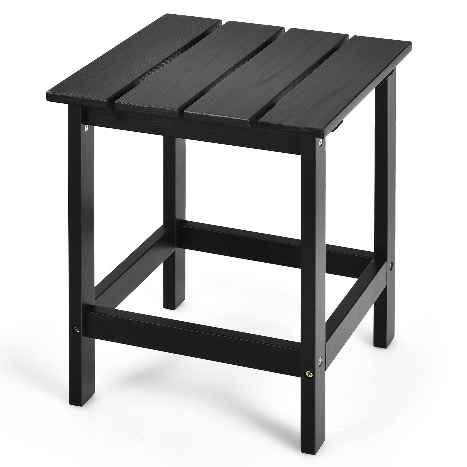 Outdoor Side Table, 15 Square Wood End Table with Slatted Design