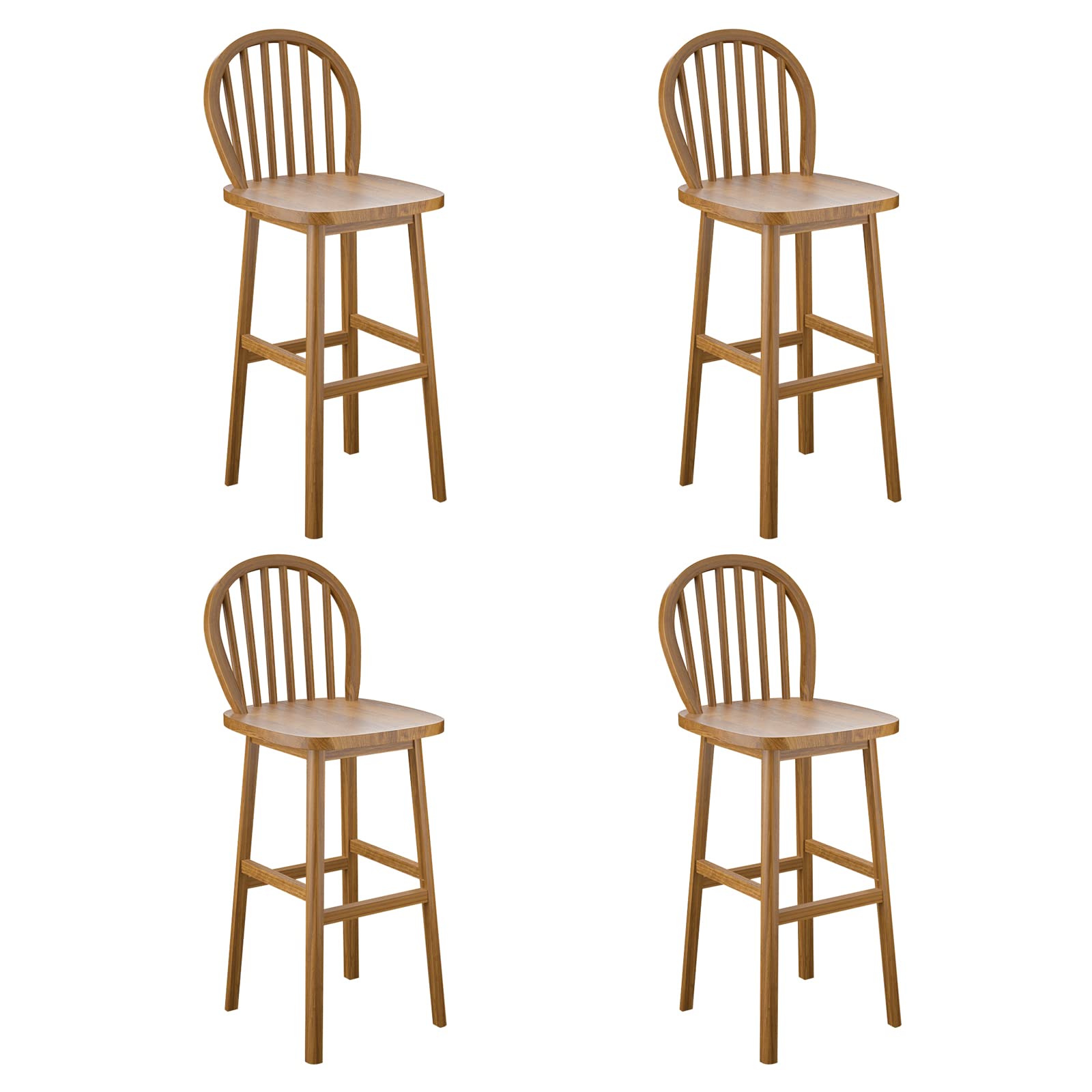 30 Inch Bar Height Bar Stools with Back, Footrests, Easy Assembly