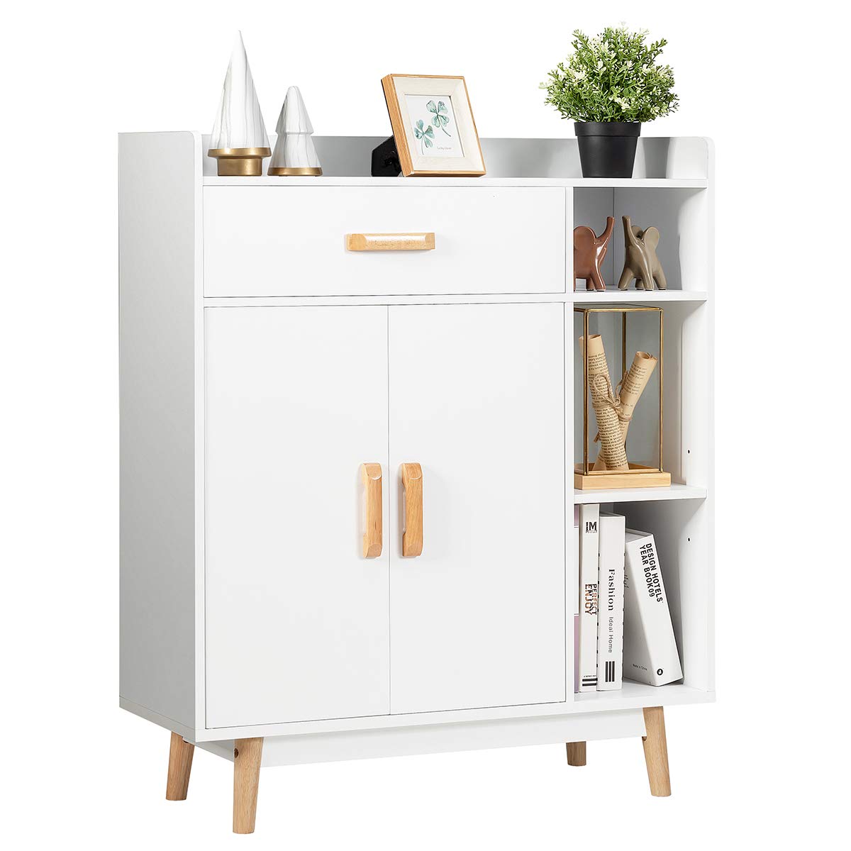 Floor Storage Cabinet Free Standing Cupboard Chest with 1 Drawer