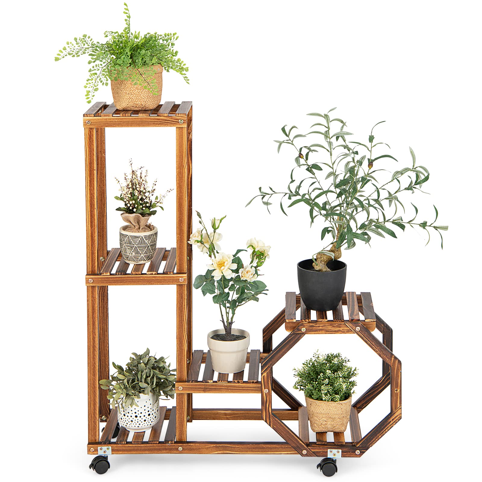 Giantex Rolling Wooden Plant Stand