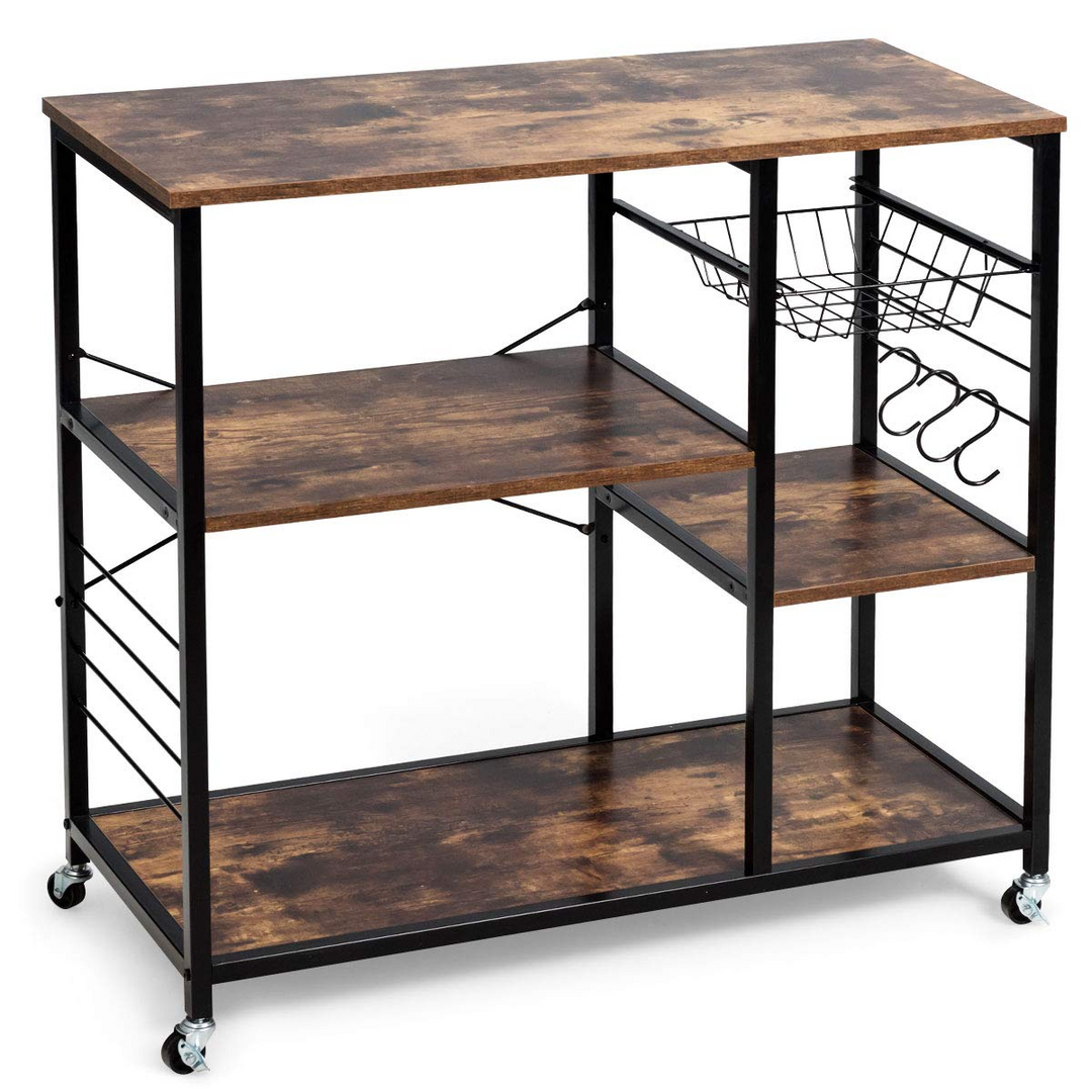 Giantex Industrial Kitchen Baker's Rack with Lockable Universal Wheel