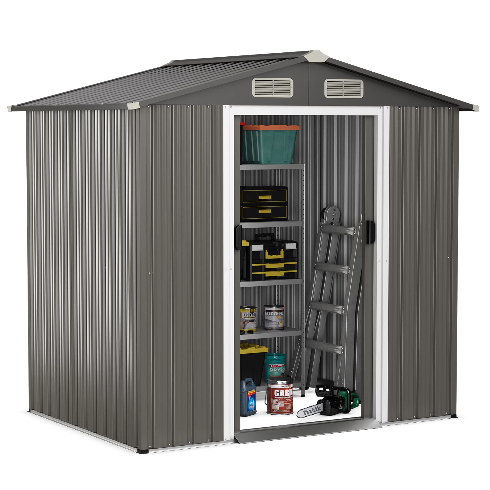 Giantex Outdoor Storage Shed 6 x 4 FT, Double Sliding Door