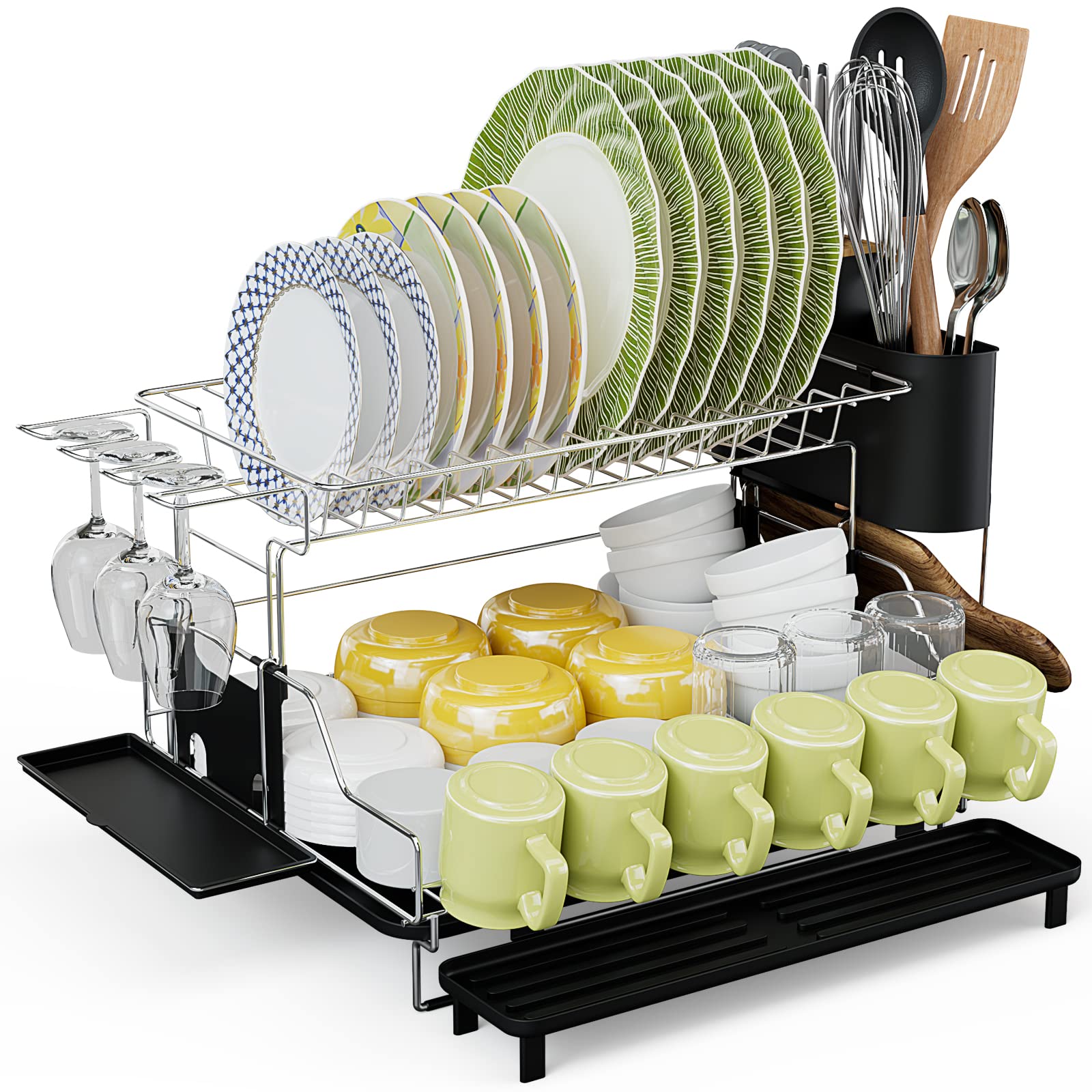 Giantex Large Dish Drying Rack and Drainboard Set