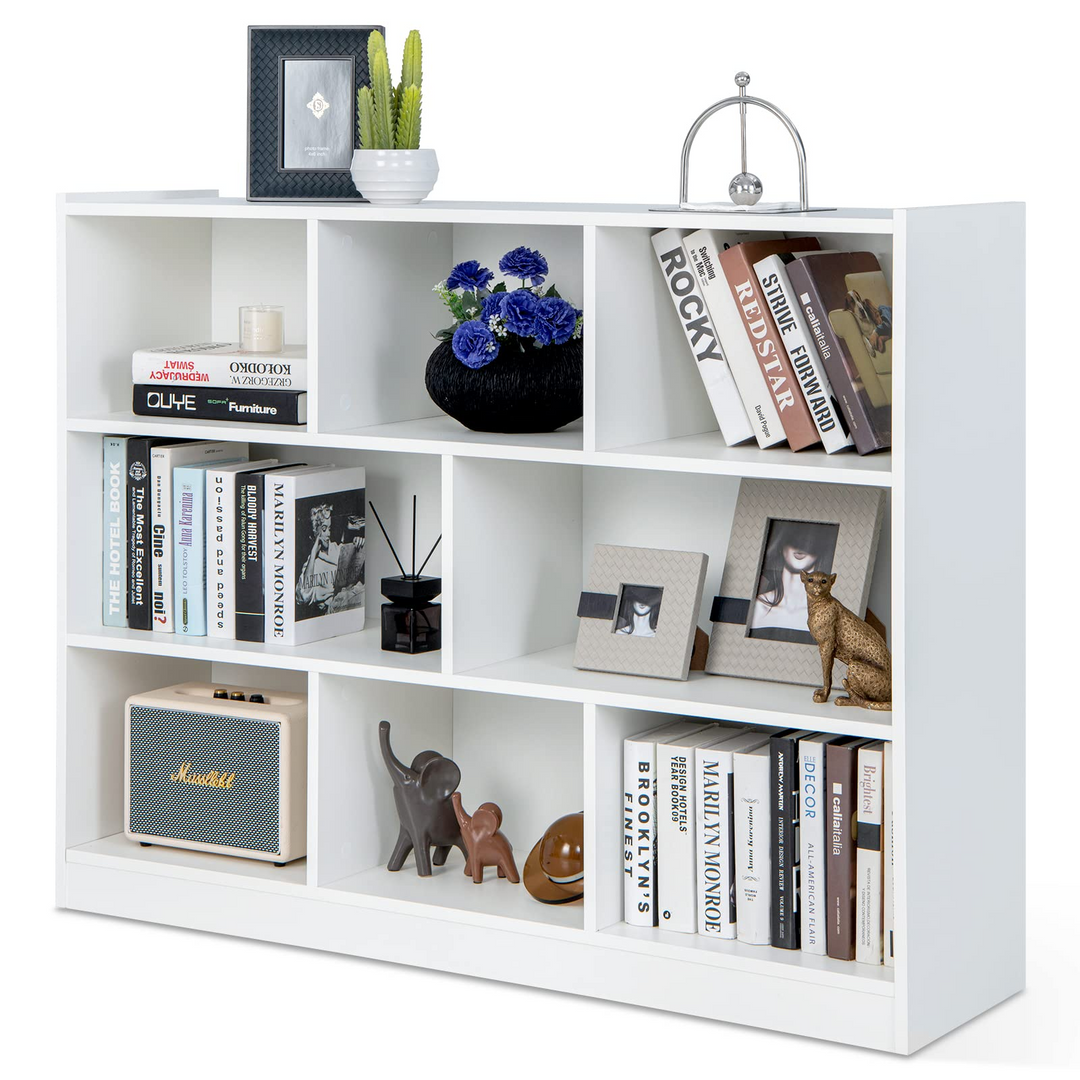 8 Cube Bookcase, Freestanding 3-Tier Open Bookshelf - Giantex