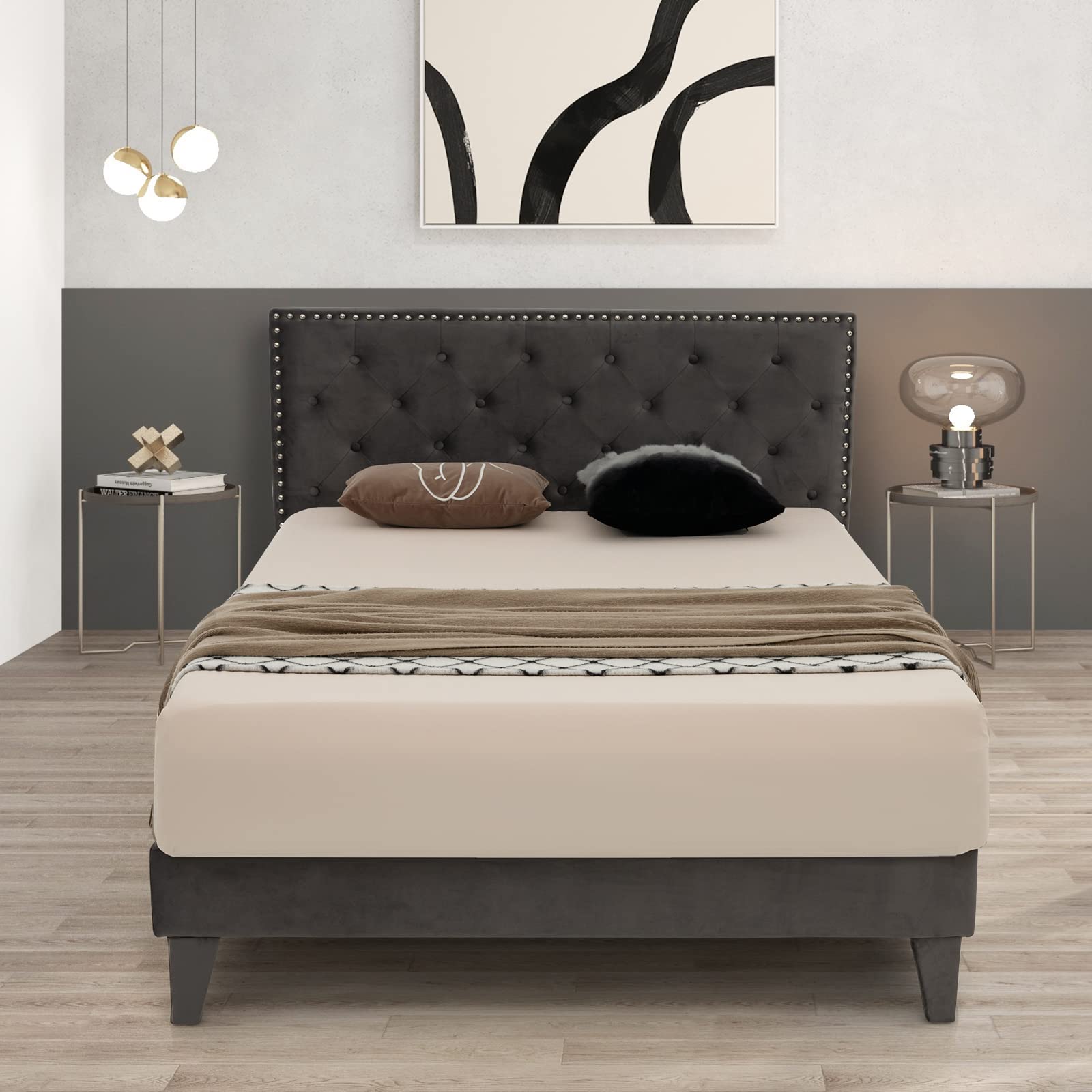 Giantex Upholstered Full Size Bed Frame