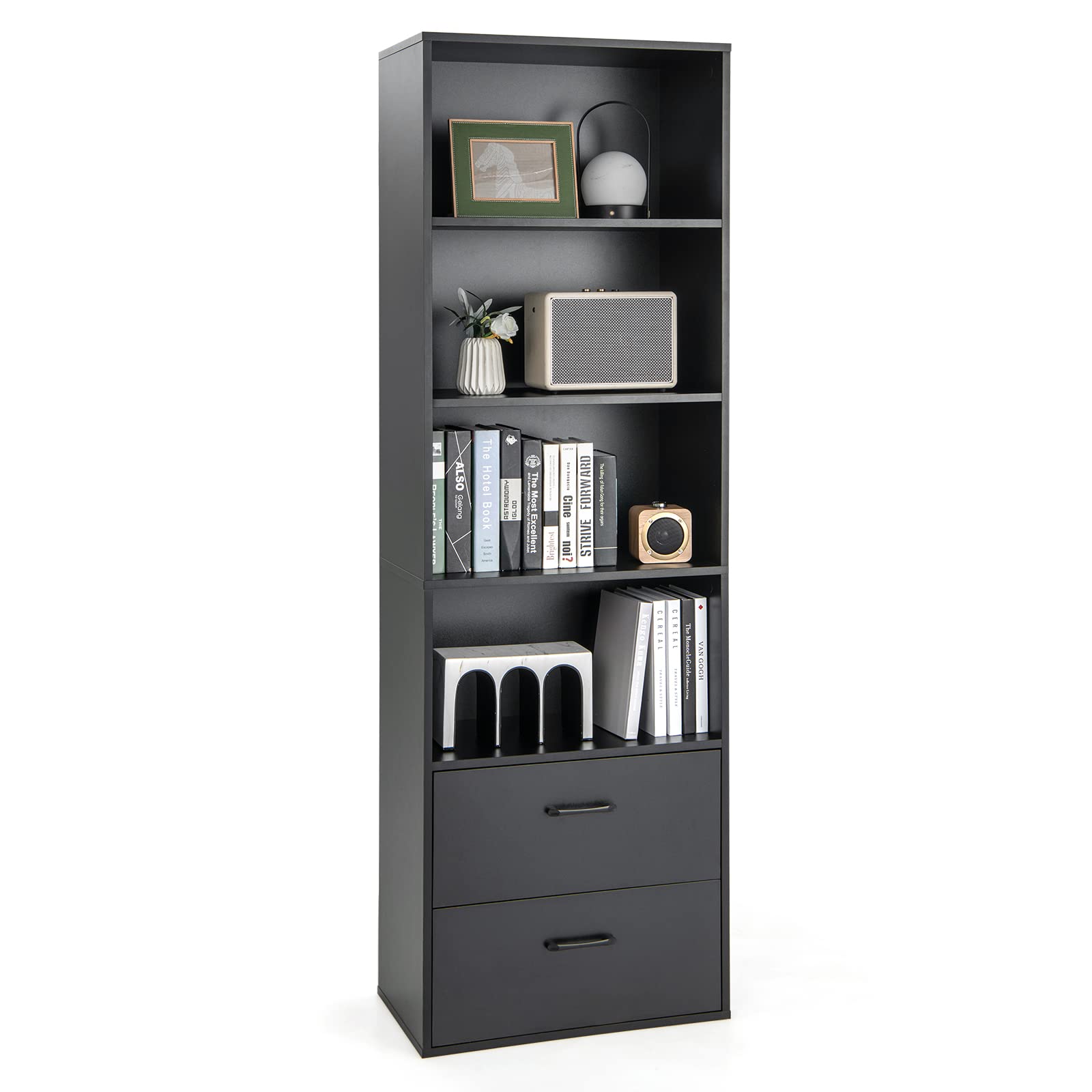 74" Tall 4-Tier Bookcase - Giantex