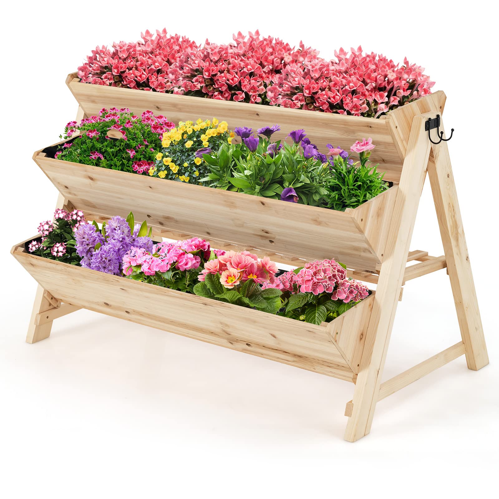 Giantex Raised Garden Bed, Vertical Planter with Storage Shelf (Natural)