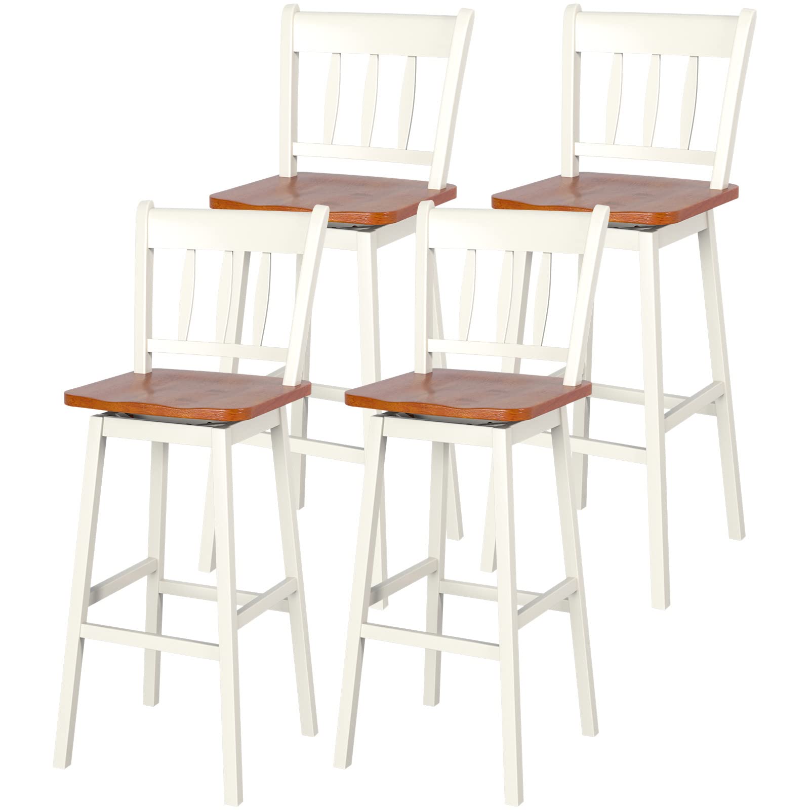 30.5 Inch Rubber Wood Bar Chairs - Giantex