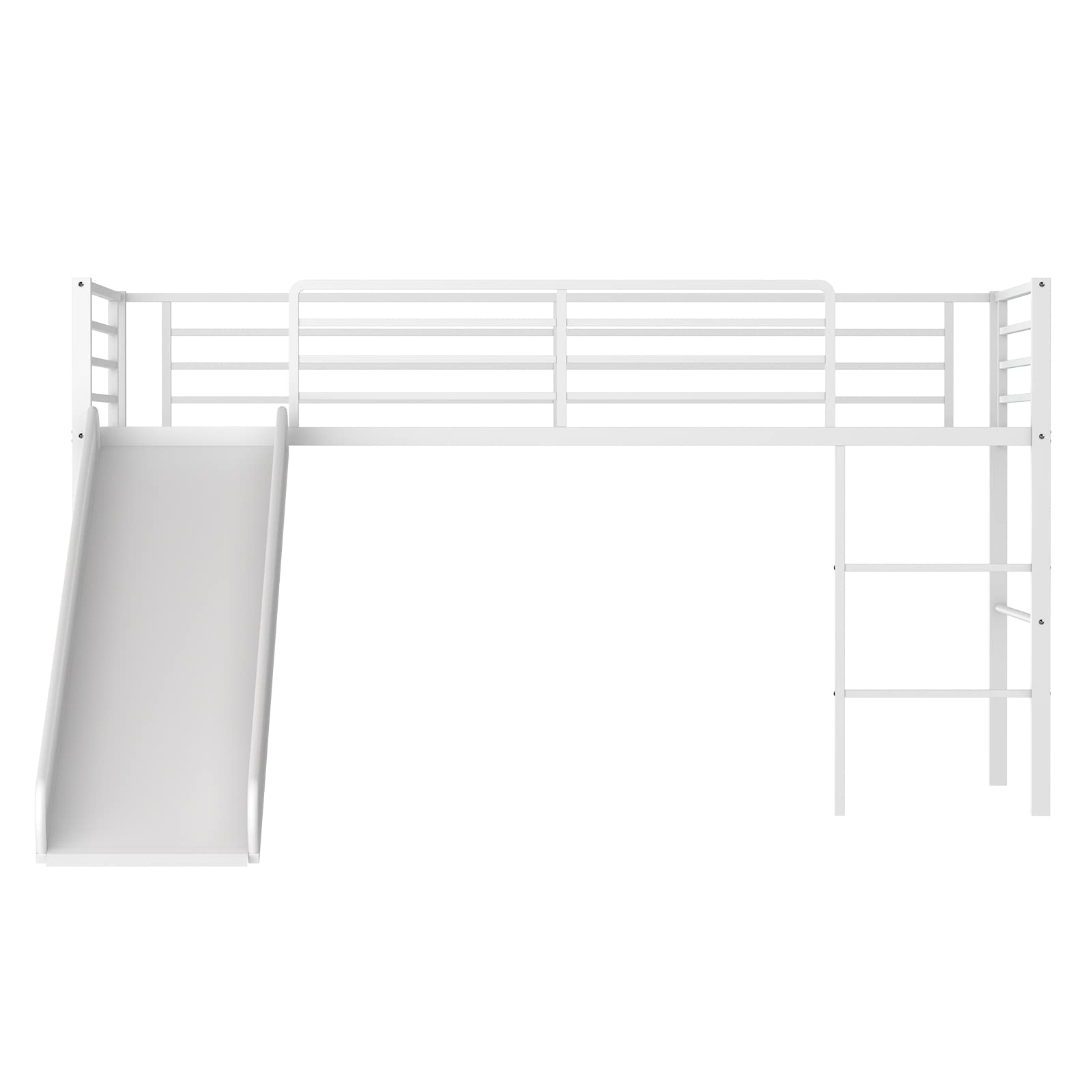 Giantex Twin Loft Bed with Slide, Metal Low Bunk Bed