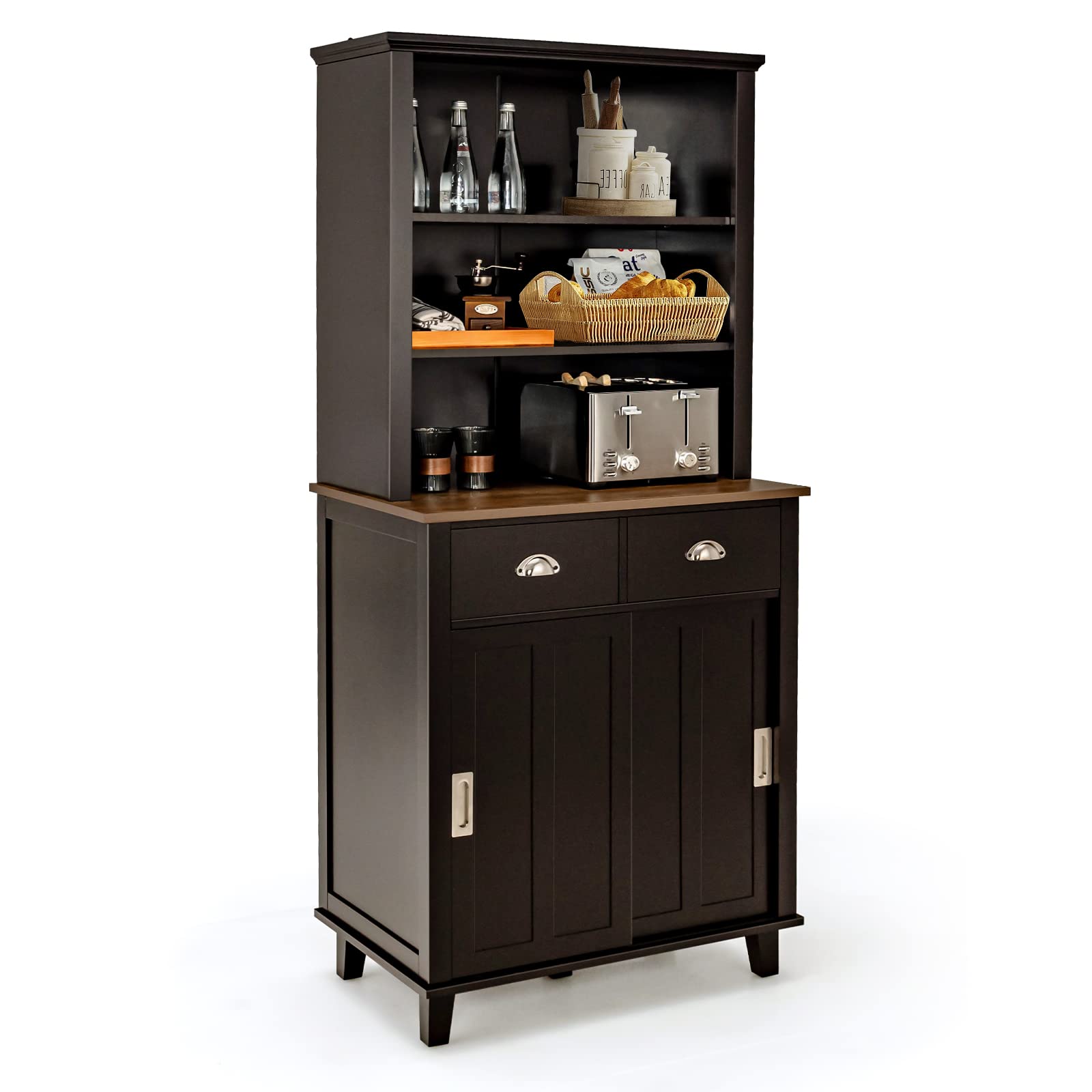 Giantex Buffet Hutch Storage Cabinet, Kitchen Pantry with 2 Drawers