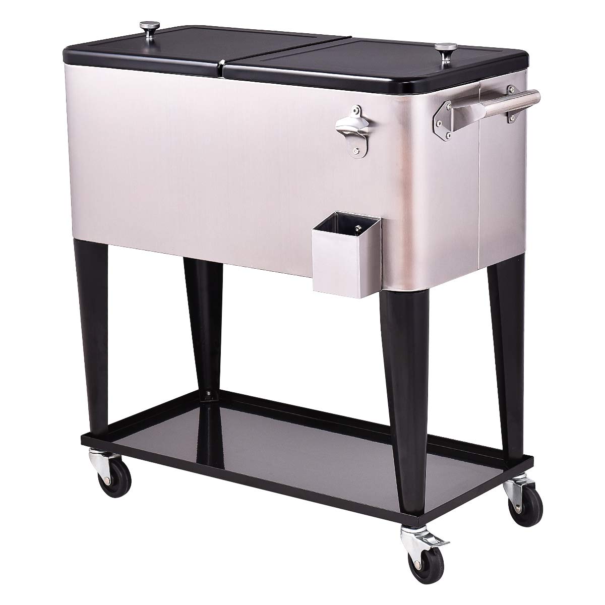 Giantex 80 Quart Patio Cooler Rolling Cooler Ice Chest with Shelf
