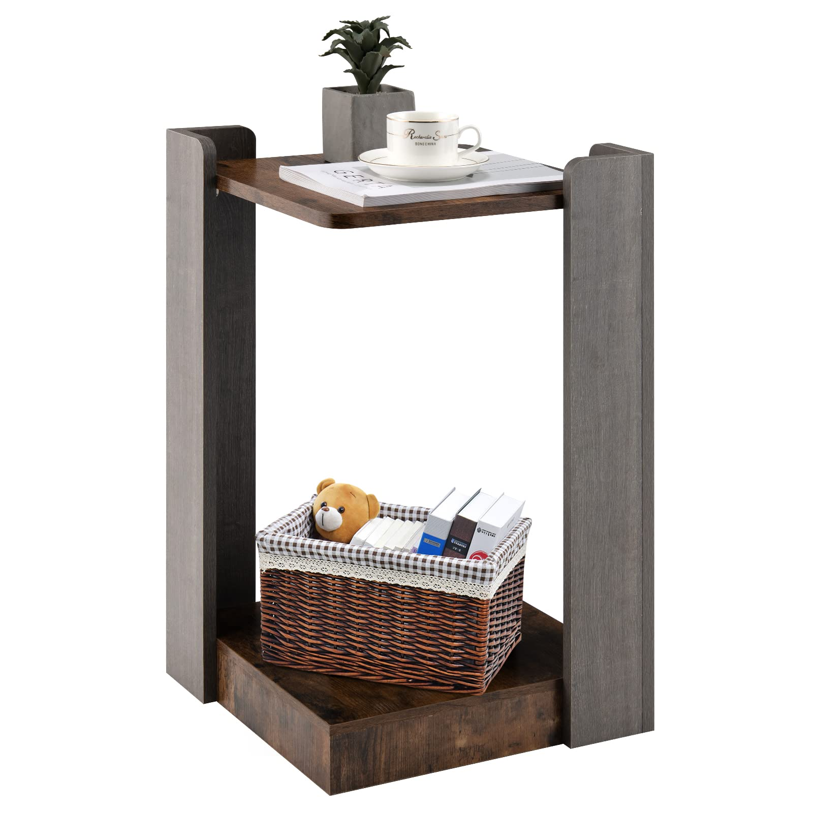 Giantex End Table, 2-Tier Side Table w/Open Storage Shelf