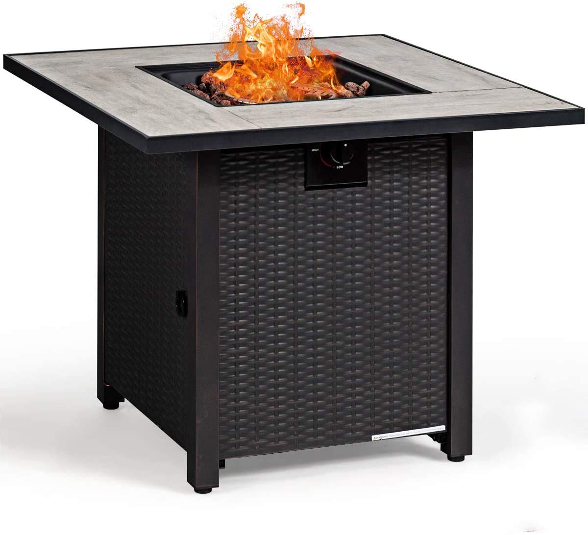 Giantex Propane Fire Pit Table, 30 inch 50,000 BTU Square Gas Firepits w/ Ceramic Tabletop