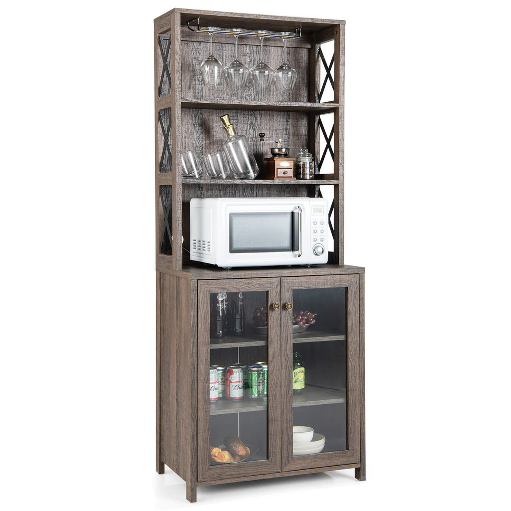 Giantex Buffet Hutch 2 Door Sideboard Storage Bar Cabinet w Glass Ho Giantexus