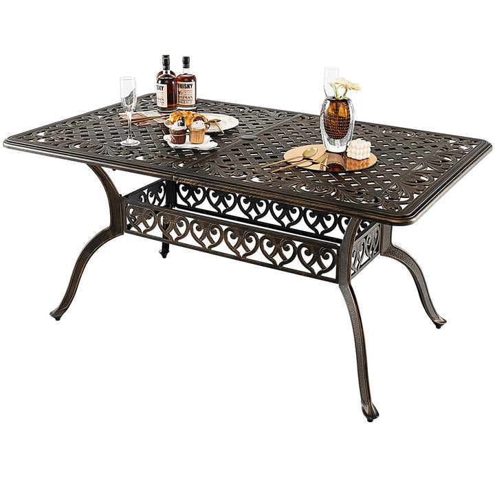 Giantex Patio Dining Table, Cast Aluminum Outdoor Table for 6 or 8 Persons, Heavy-Duty Structure