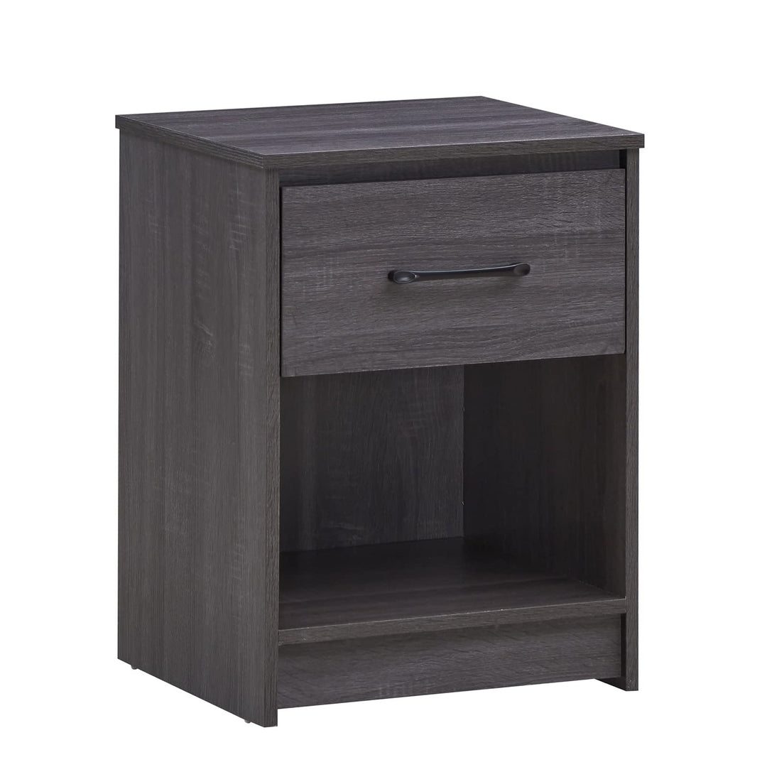 Nightstand w/Drawer, Wooden End Table w/Open Storage Compartment