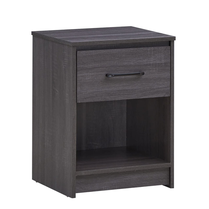 Nightstand w/Drawer, Wooden End Table w/Open Storage Compartment