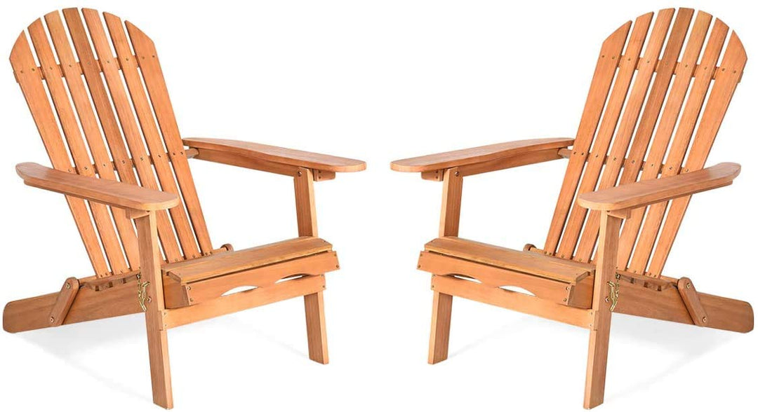 Giantex Adirondack Chair Wooden and Foldable Outdoor Lounger Chair 34"X28"X35.5"