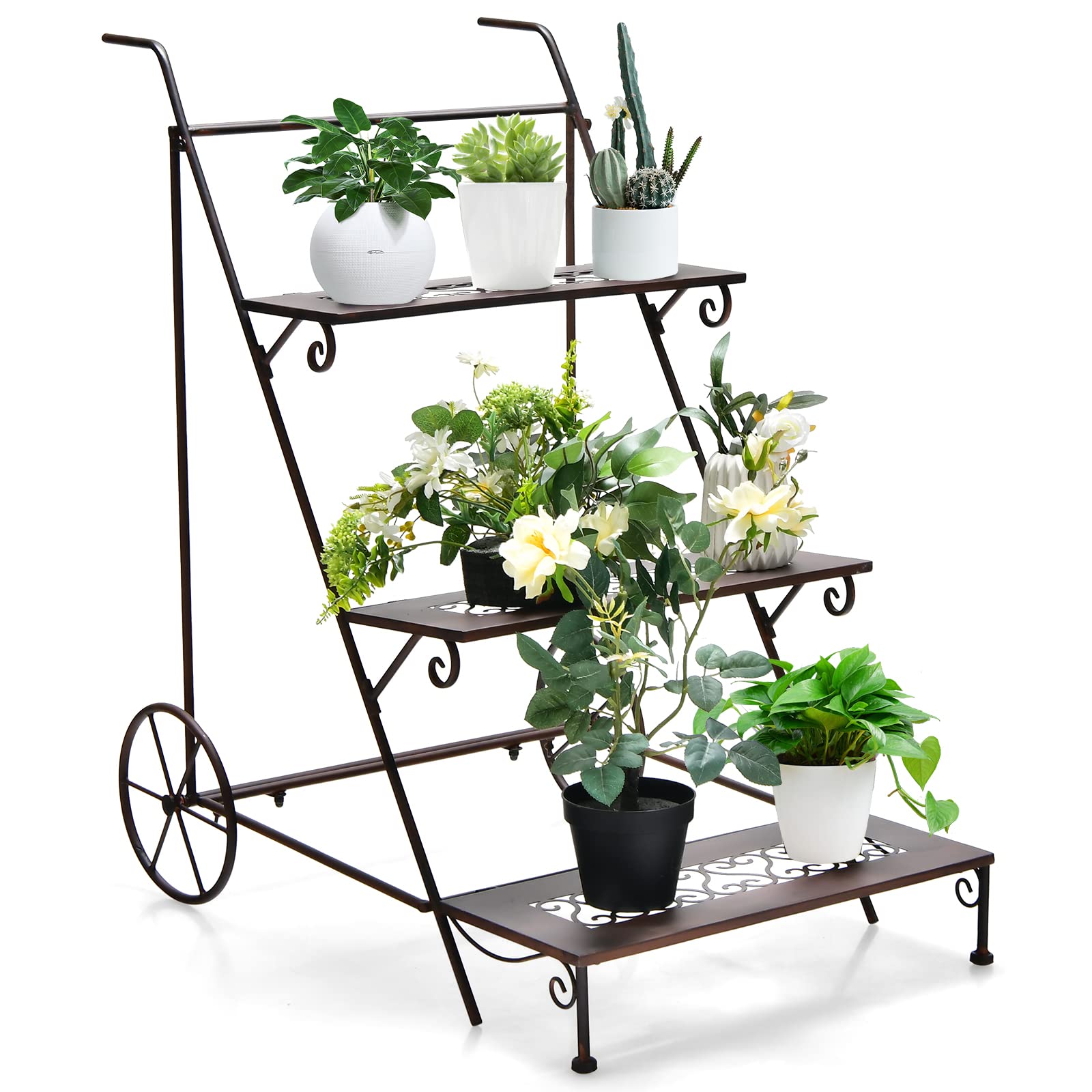 Giantex 3-Tier Metal Flower Cart